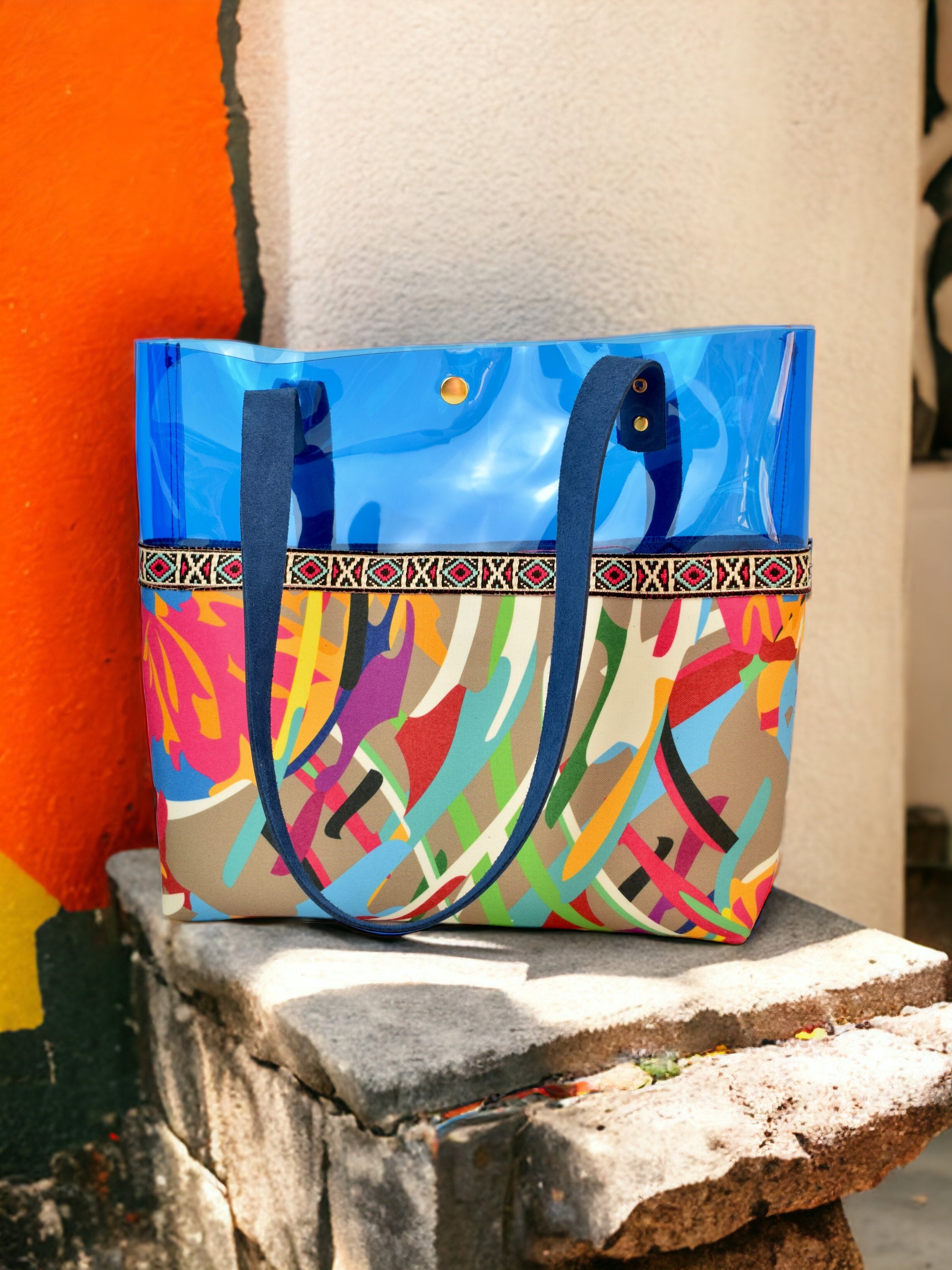 Blue Colorful Transparent Bag