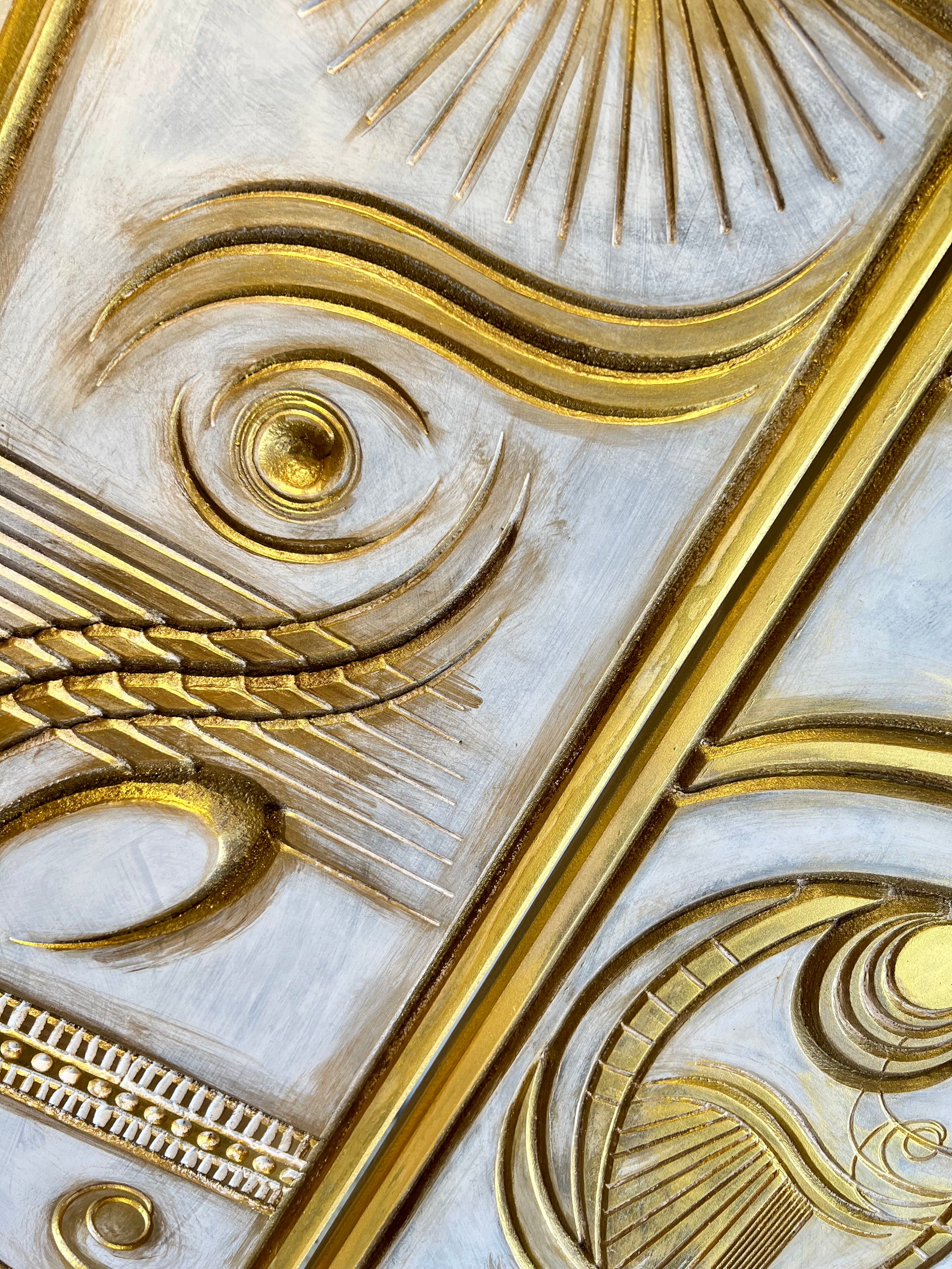 “Tajalliyat” Triptych - Gold Wall Art by Mayada Soliman | AWM028