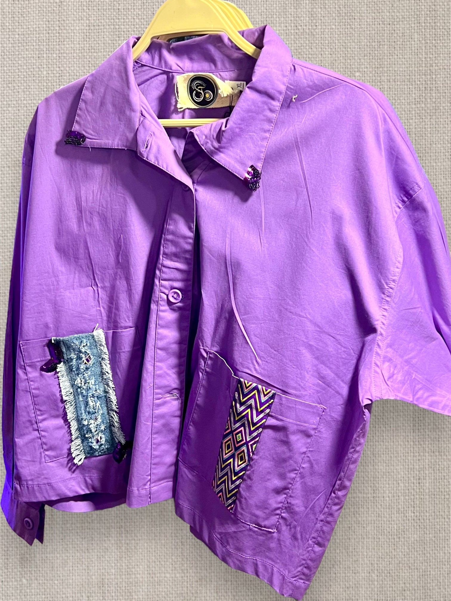 Purple Hand Made Crop Shirt