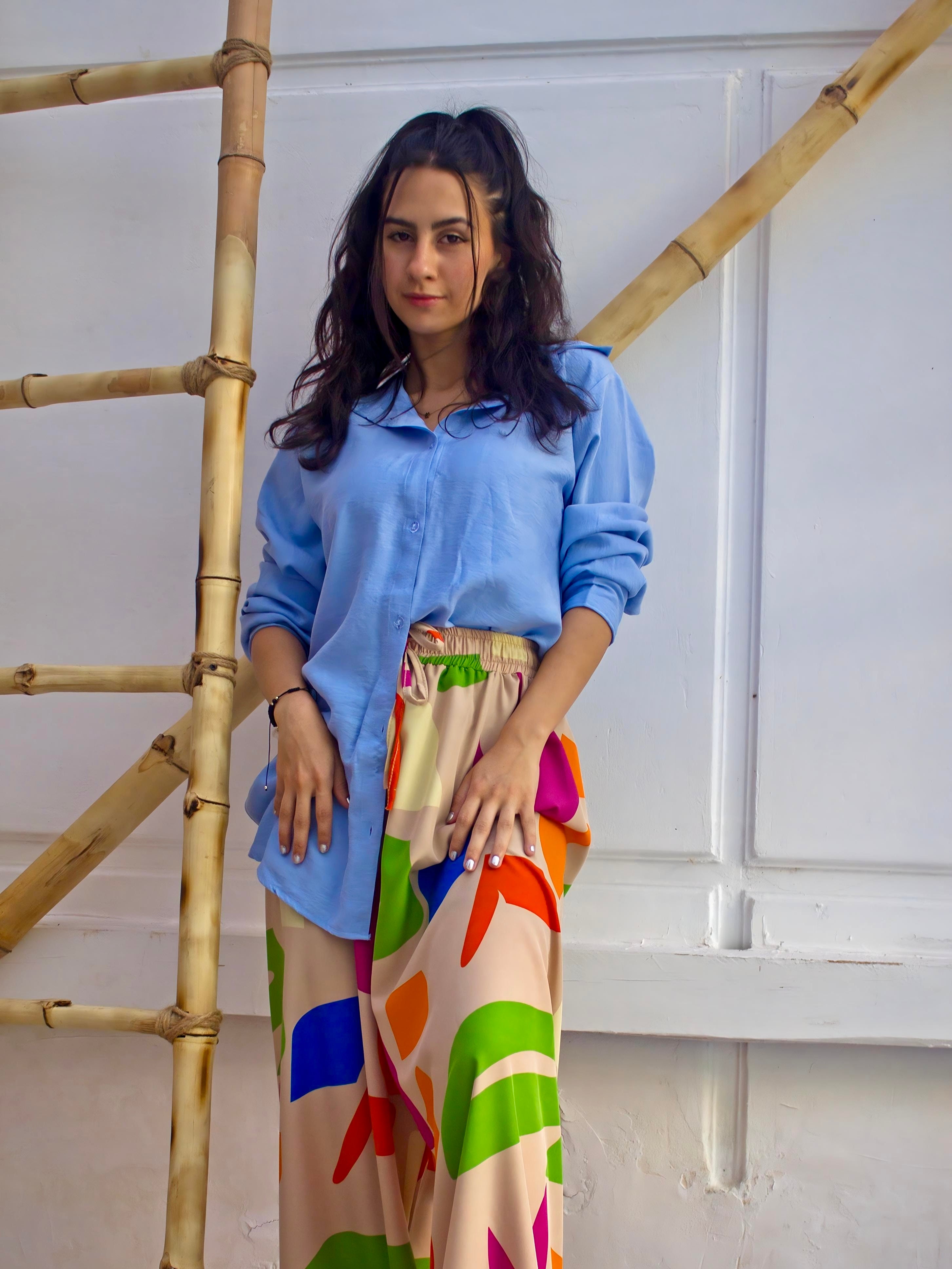 beige design pants
