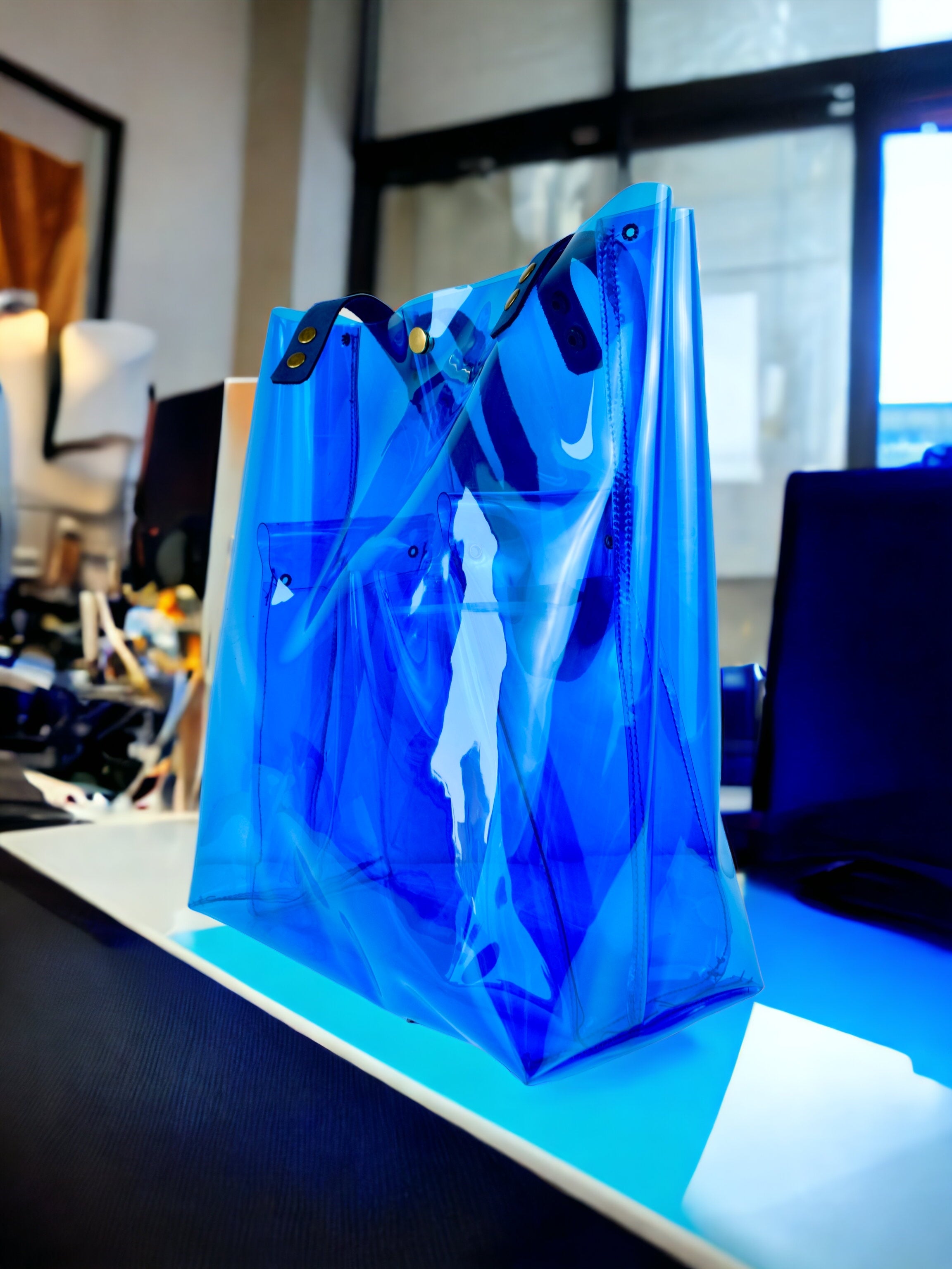 Blue Plain Transparent Bag