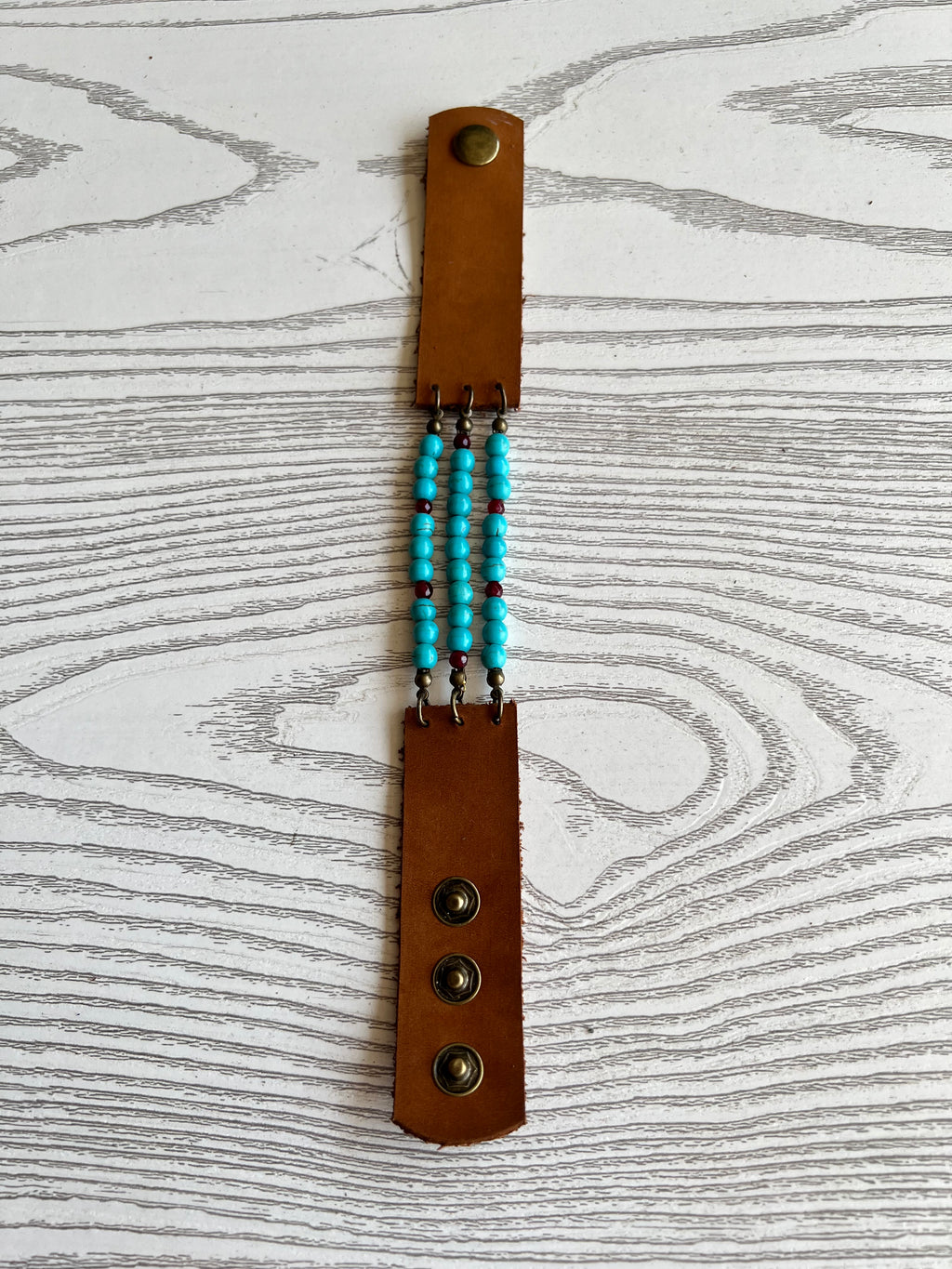 Brown natural leather with howlite stones