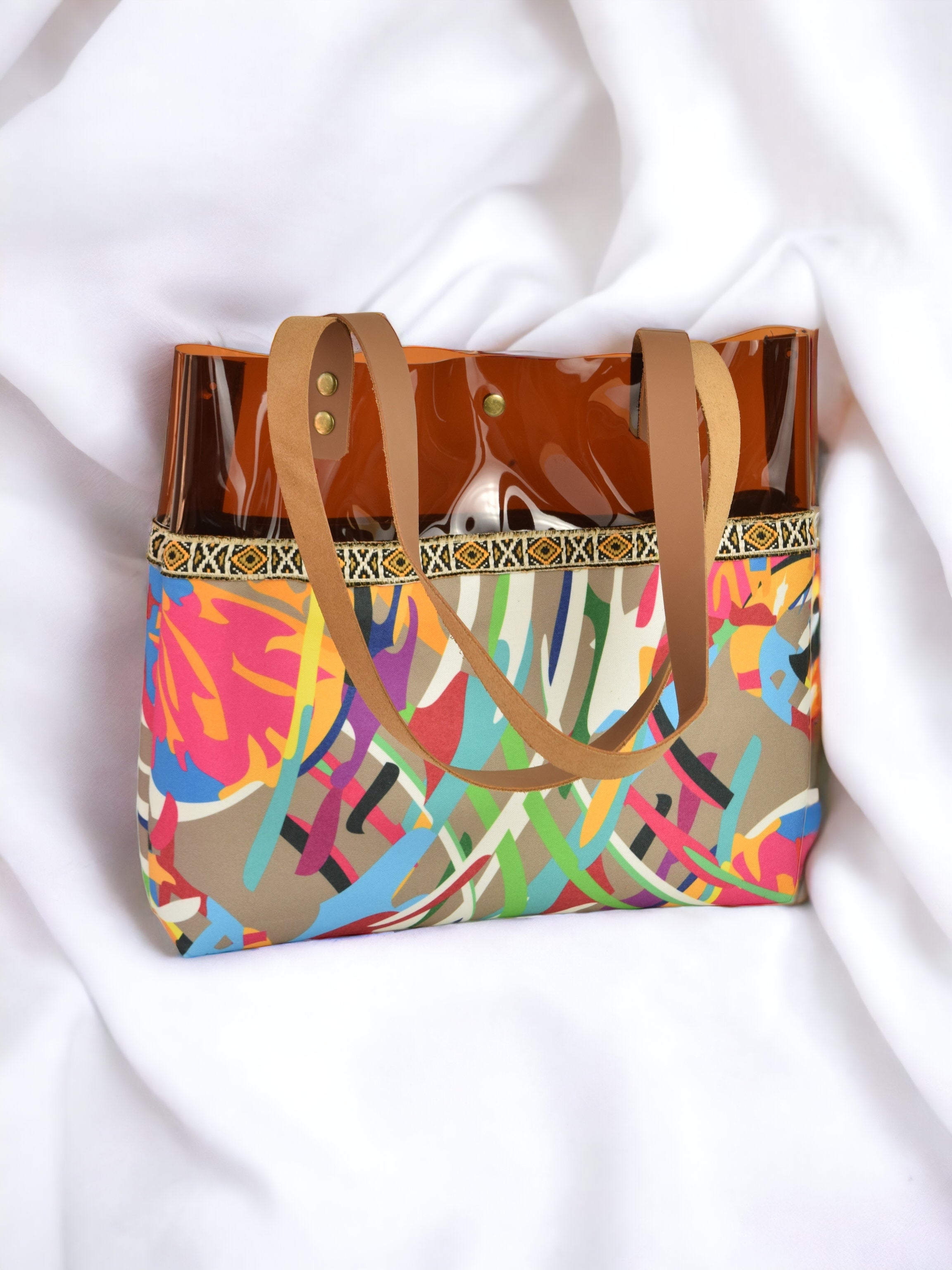 Brown Colorful Transparent Bag