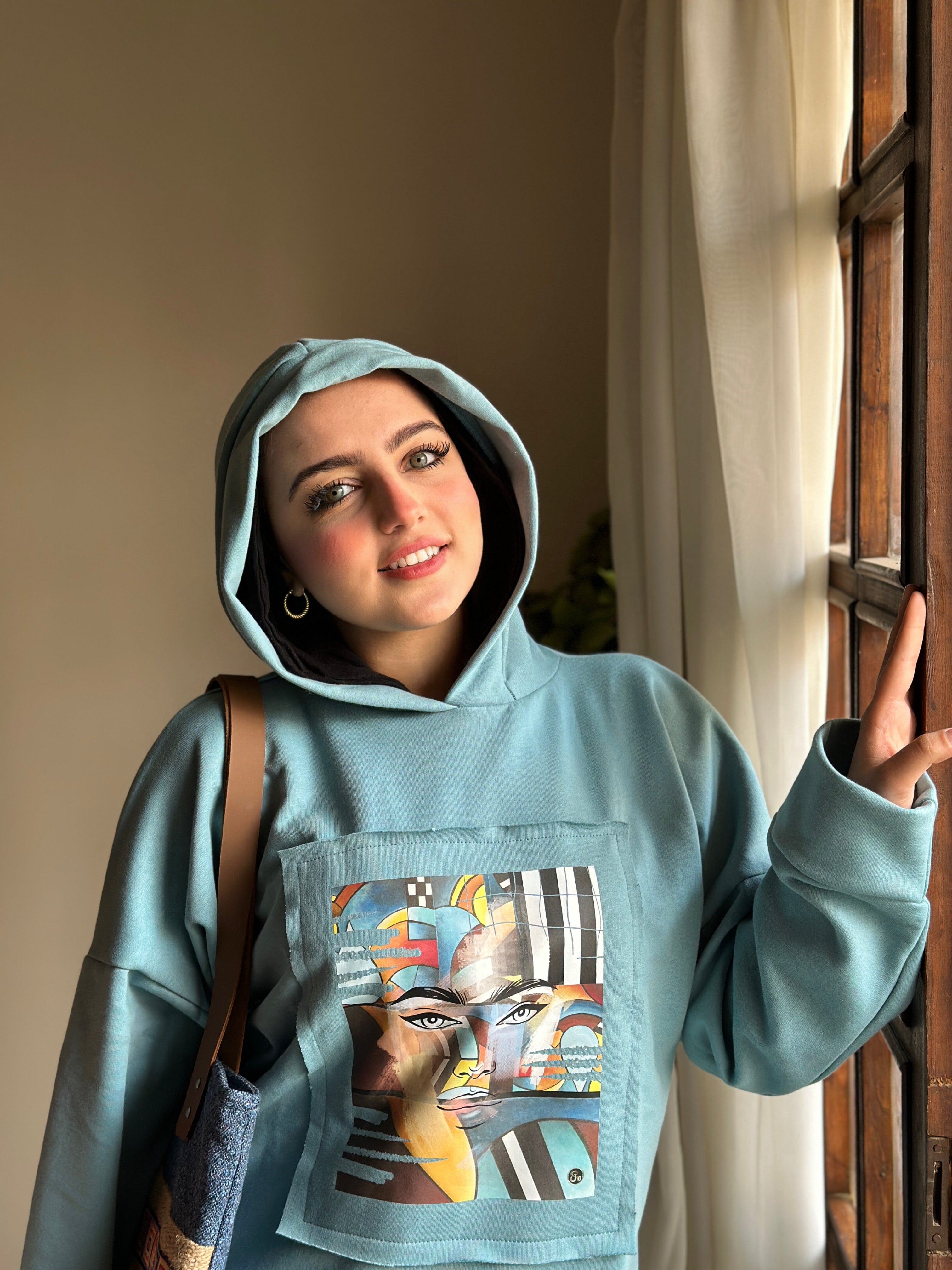 Ocean blue Abstract Hoodie