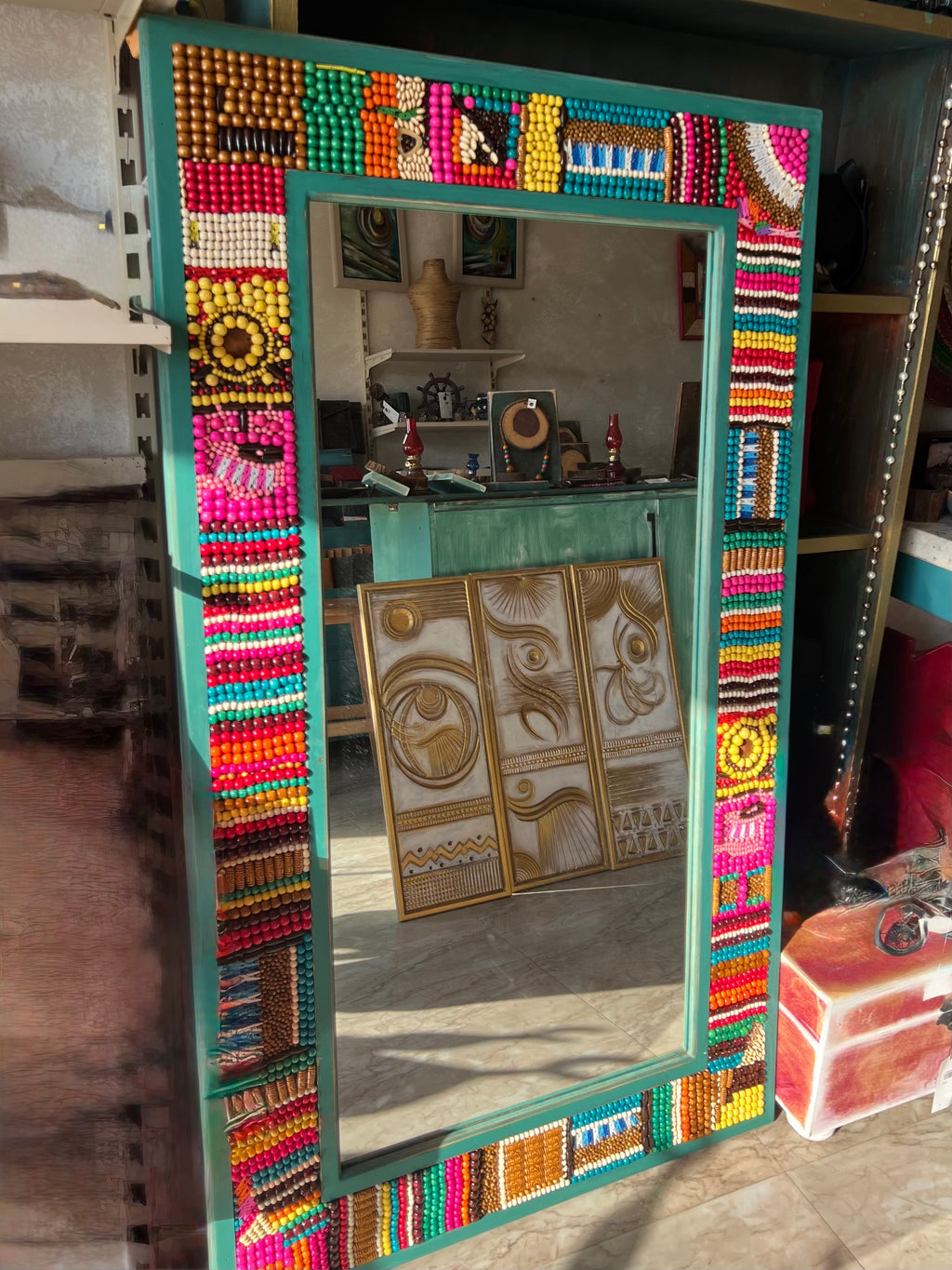 Teal mosaic mirror - 80*140 cm Design 1