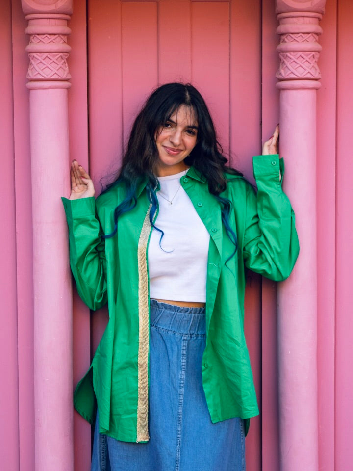Green O.S Popline Shirt