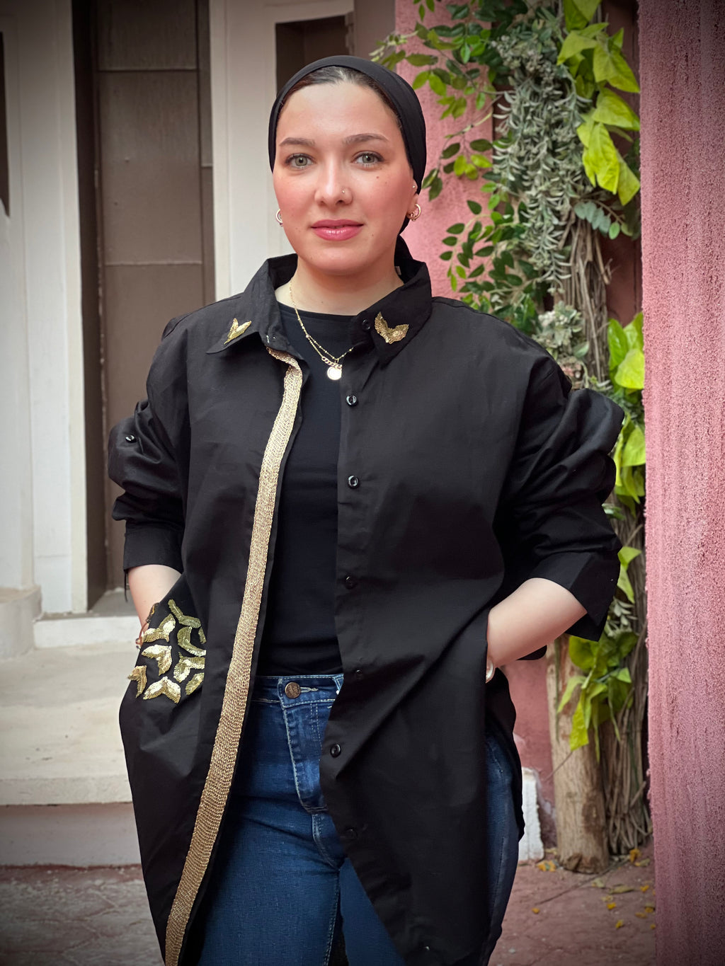 Black O.S Popline Shirt