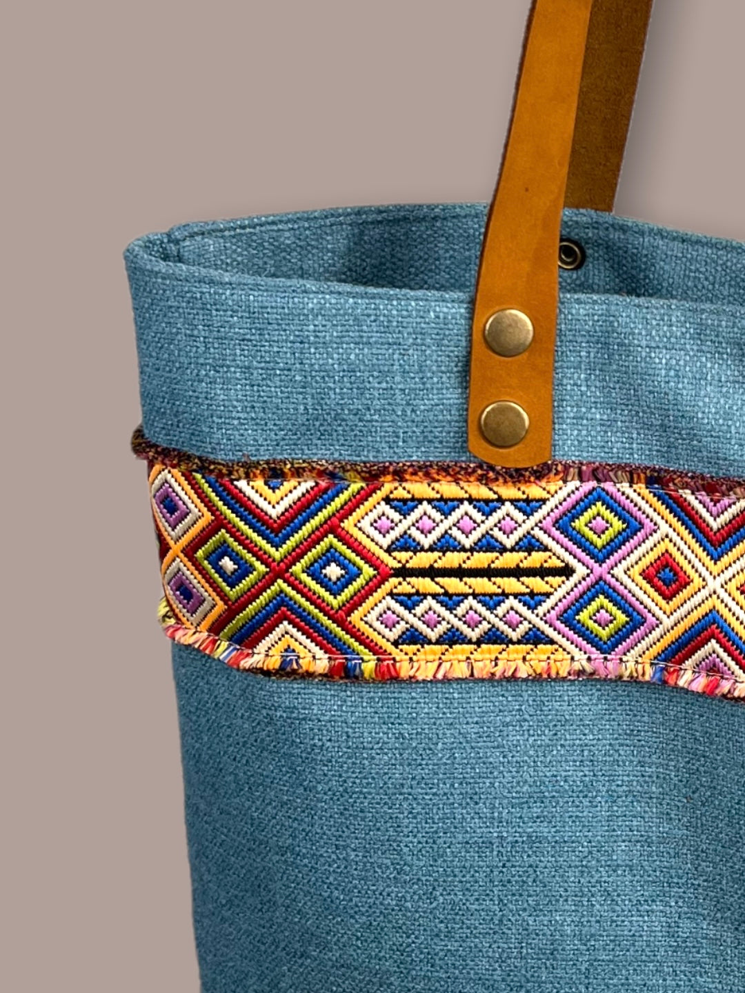 Sea Blue Fabric Handbag