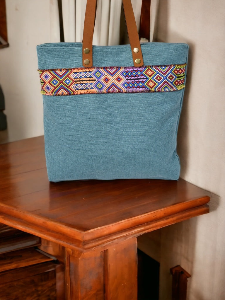 Sea Blue Fabric Handbag