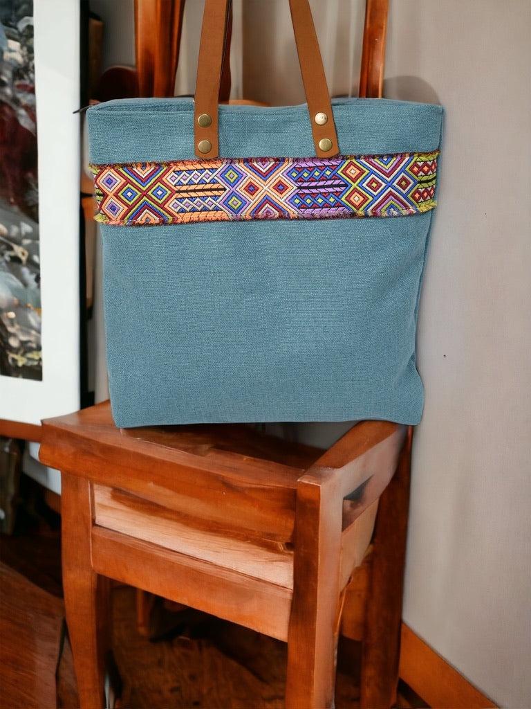 Sea Blue Fabric Handbag