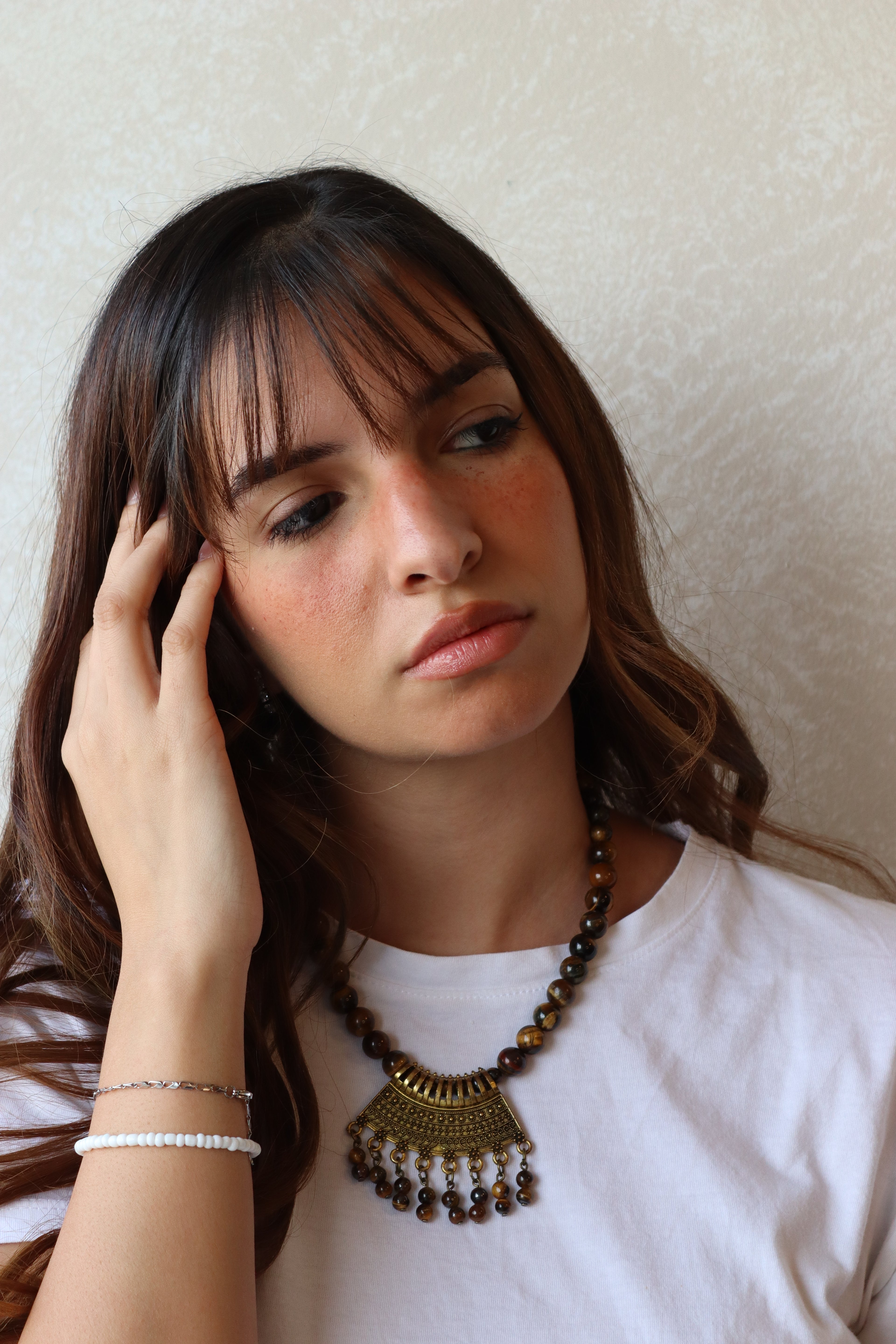 Brown Agate with wave statement pendant Necklace | Handmade jewelry