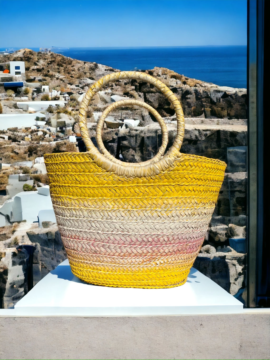 Yellow x White Wicker Bag