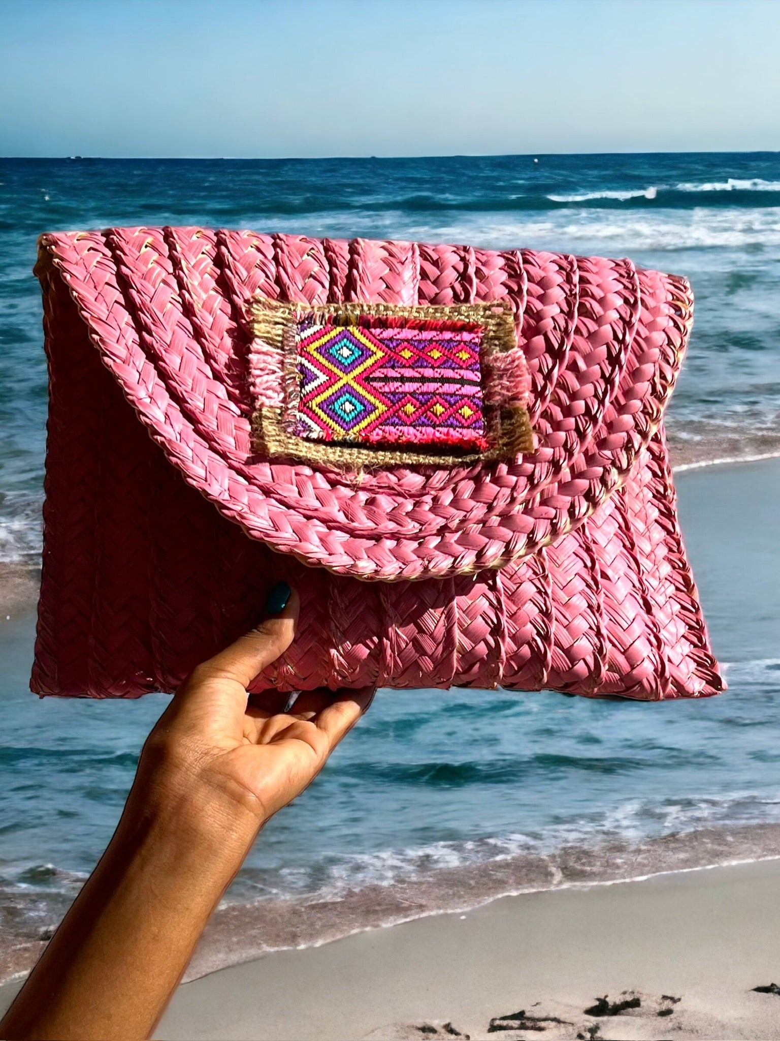 Pink Wicker Bag