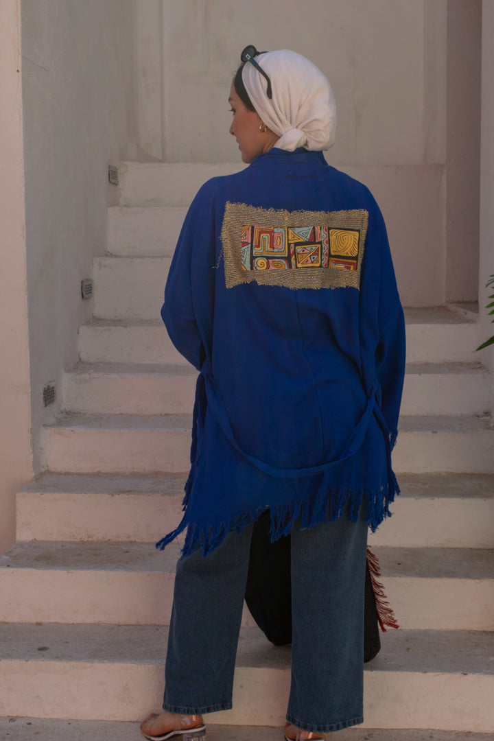 Royal Blue Linen Cardigan