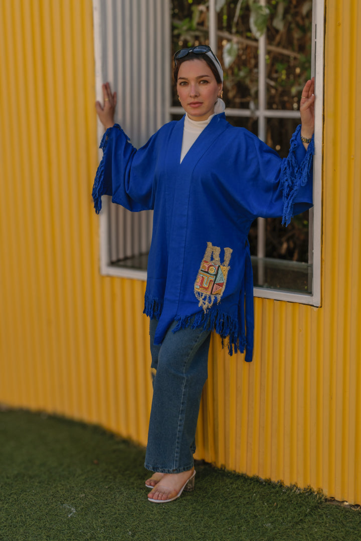 Royal Blue Linen Cardigan