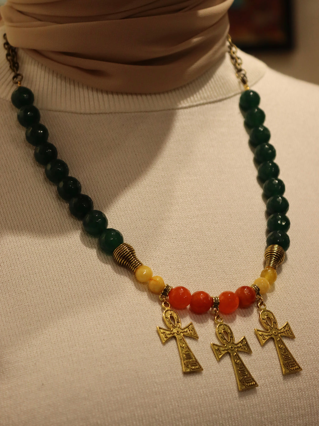 Ankh Al Shams - Handmade agate stone necklace | Egyptian inspired