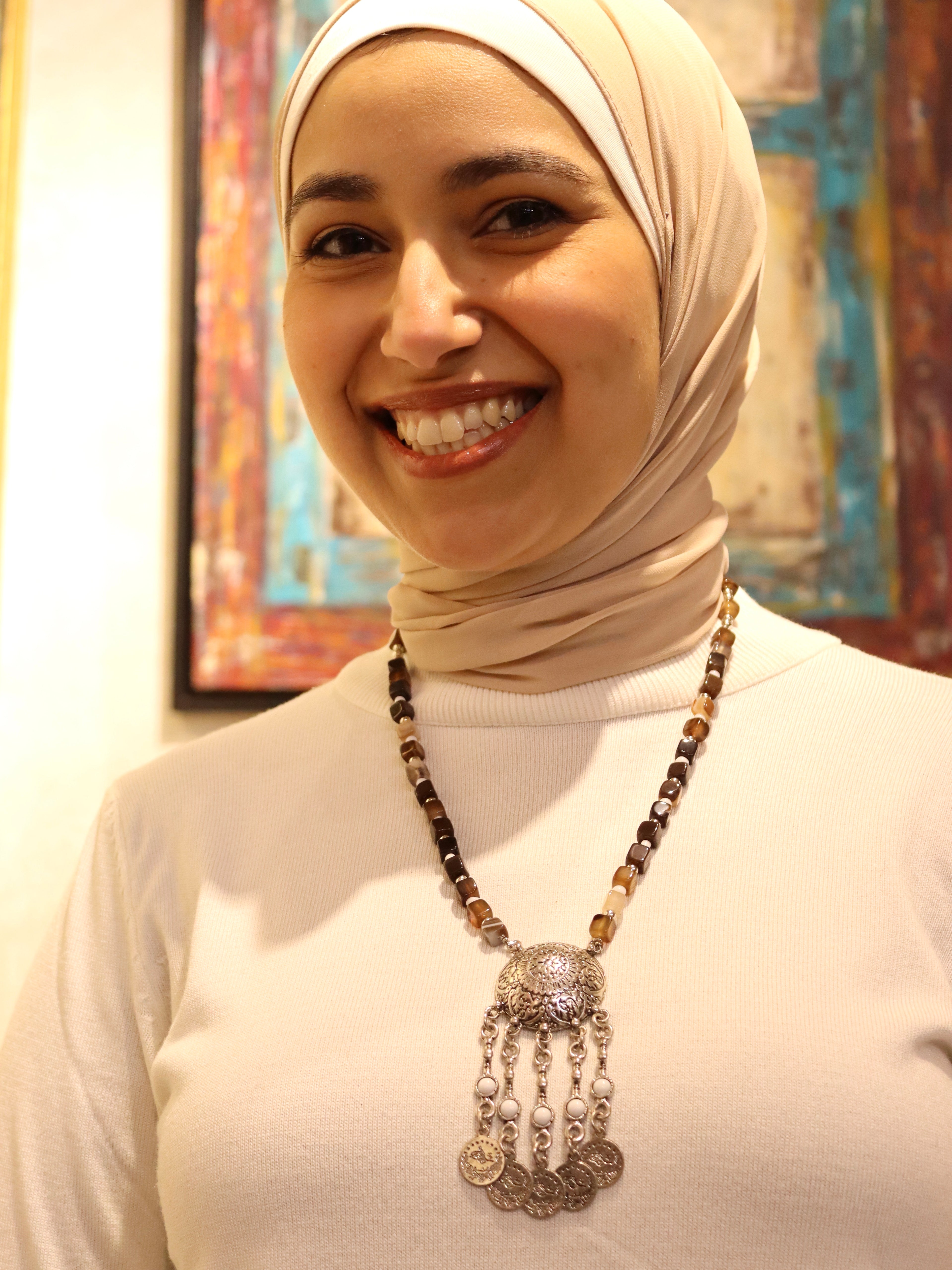 Brown agate heritage coin drop Necklace | Handmade jewelry