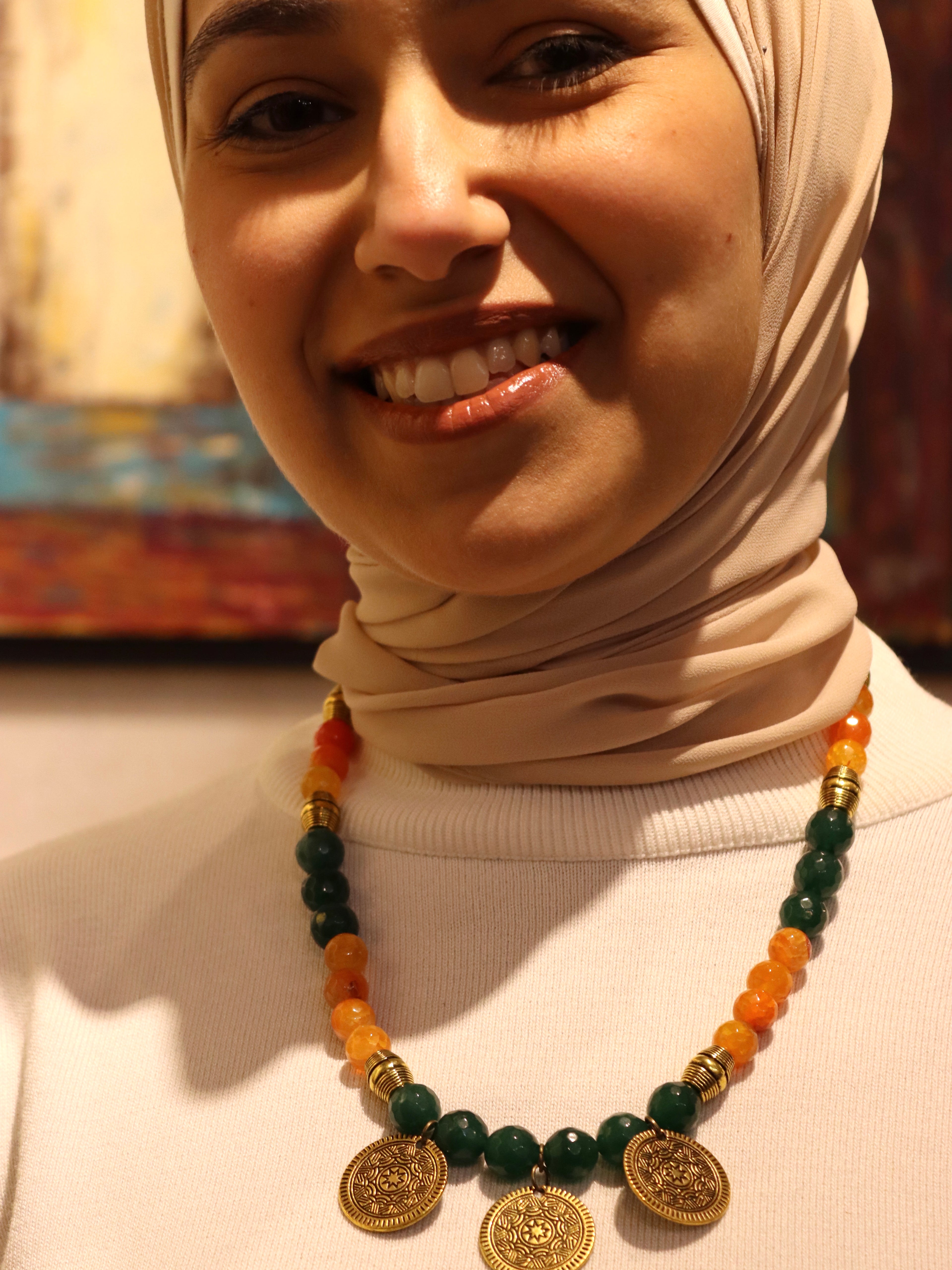 Temple coin - Handmade agate stones necklace | Egyptian inspired