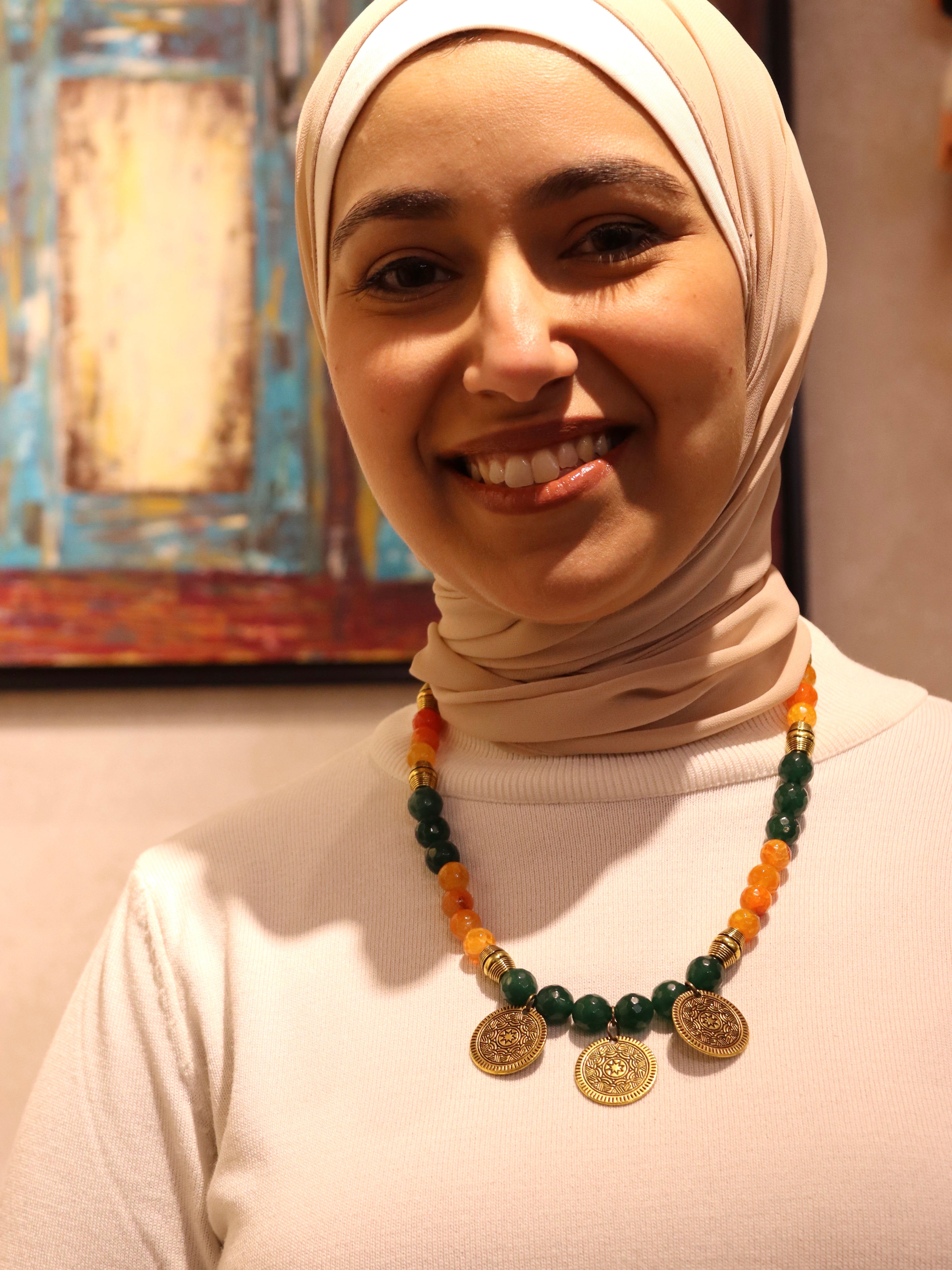 Temple coin - Handmade agate stones necklace | Egyptian inspired