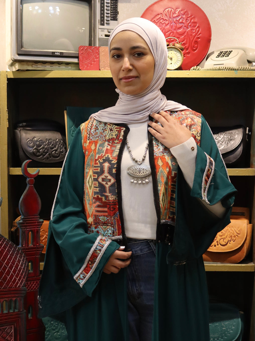 our colorful kaftan in teal color