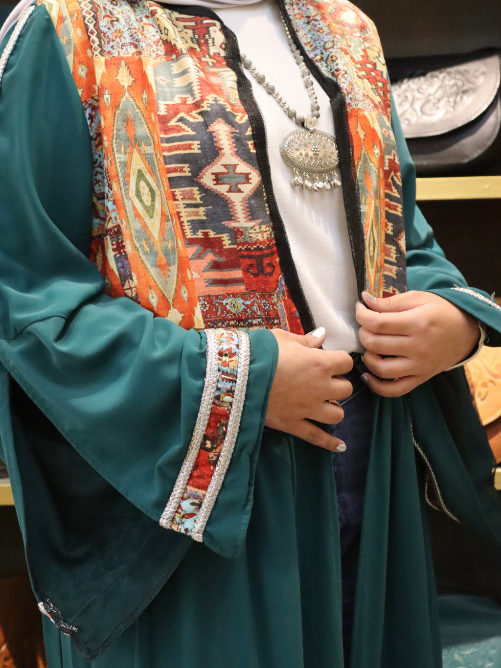 our colorful kaftan in teal color