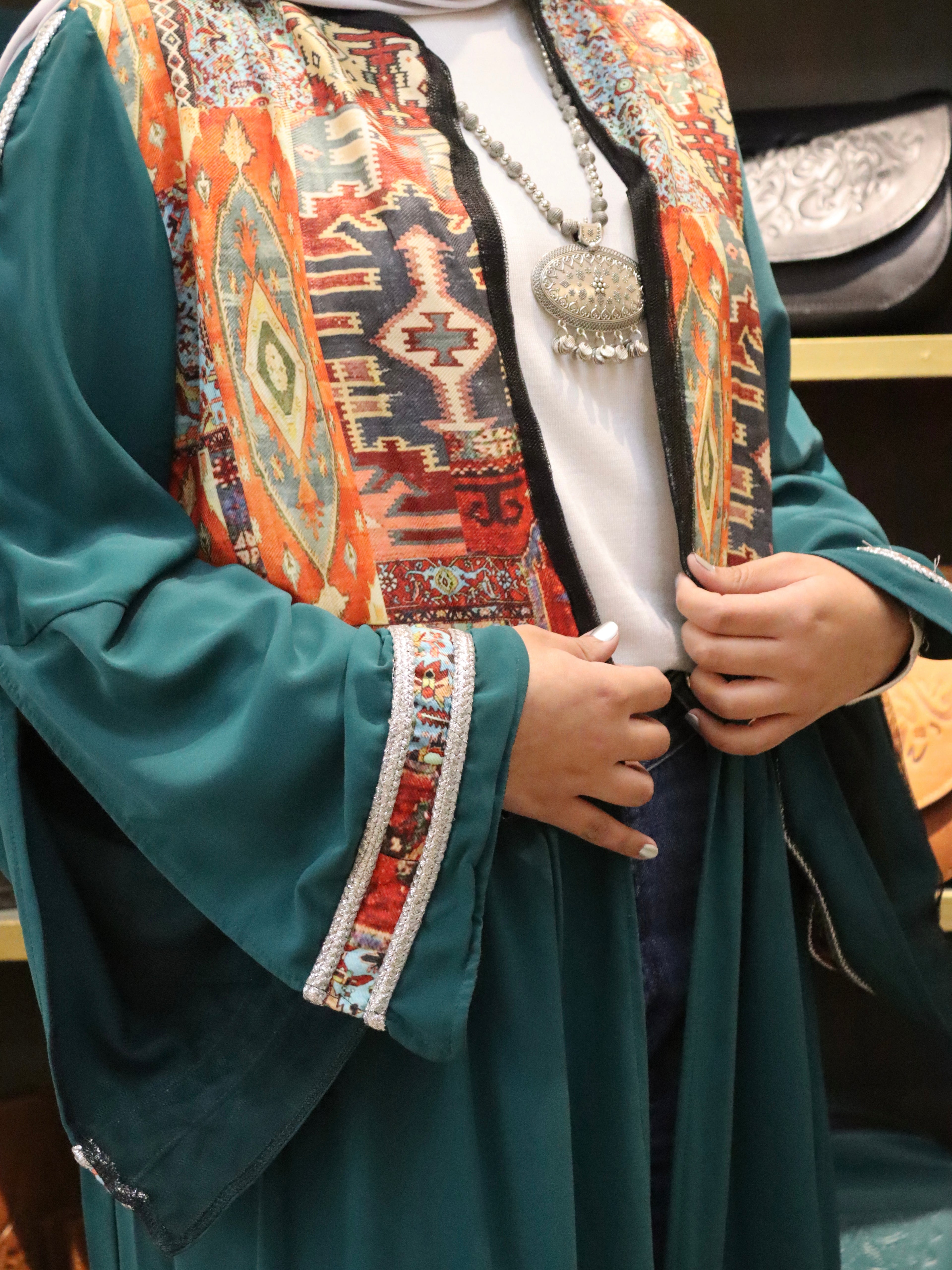 our colorful kaftan in teal color