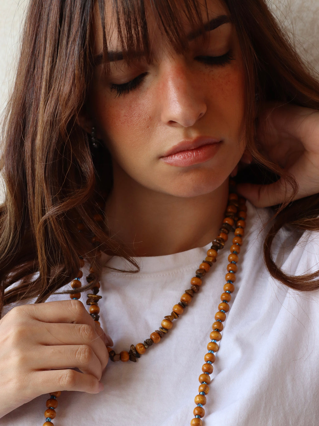 wooden beaded necklace