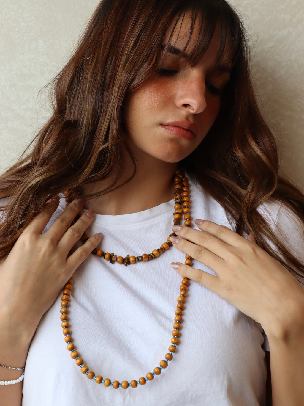 wooden beaded necklace