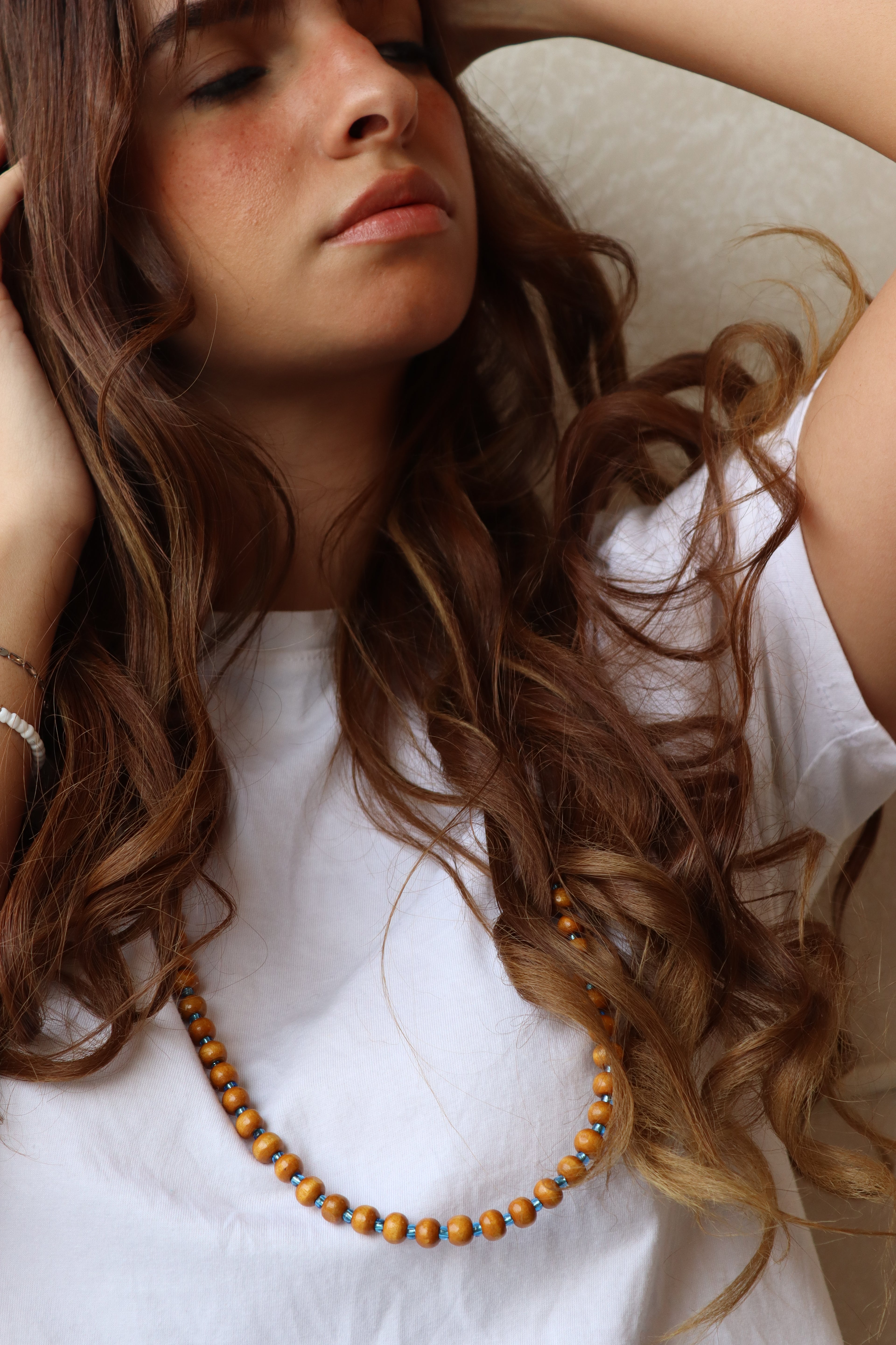 wooden beaded necklace