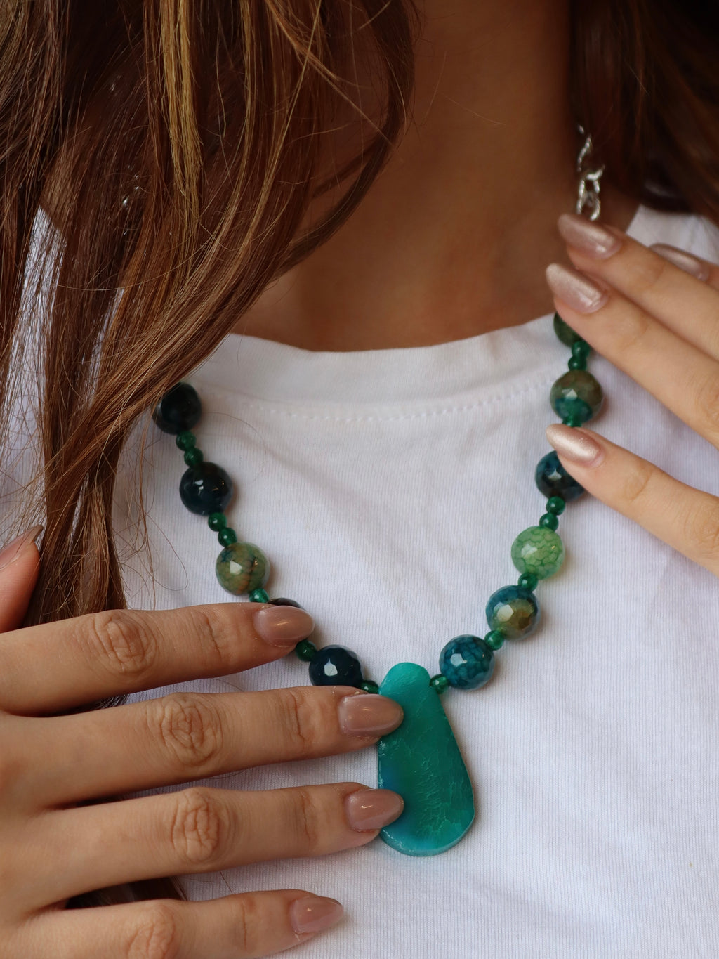teal agate necklace | Handmade jewelry