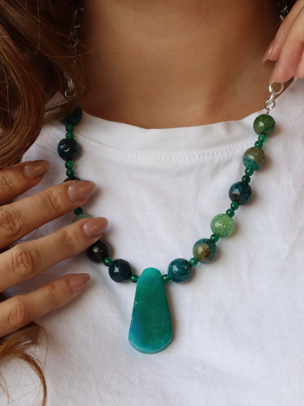 teal agate necklace | Handmade jewelry