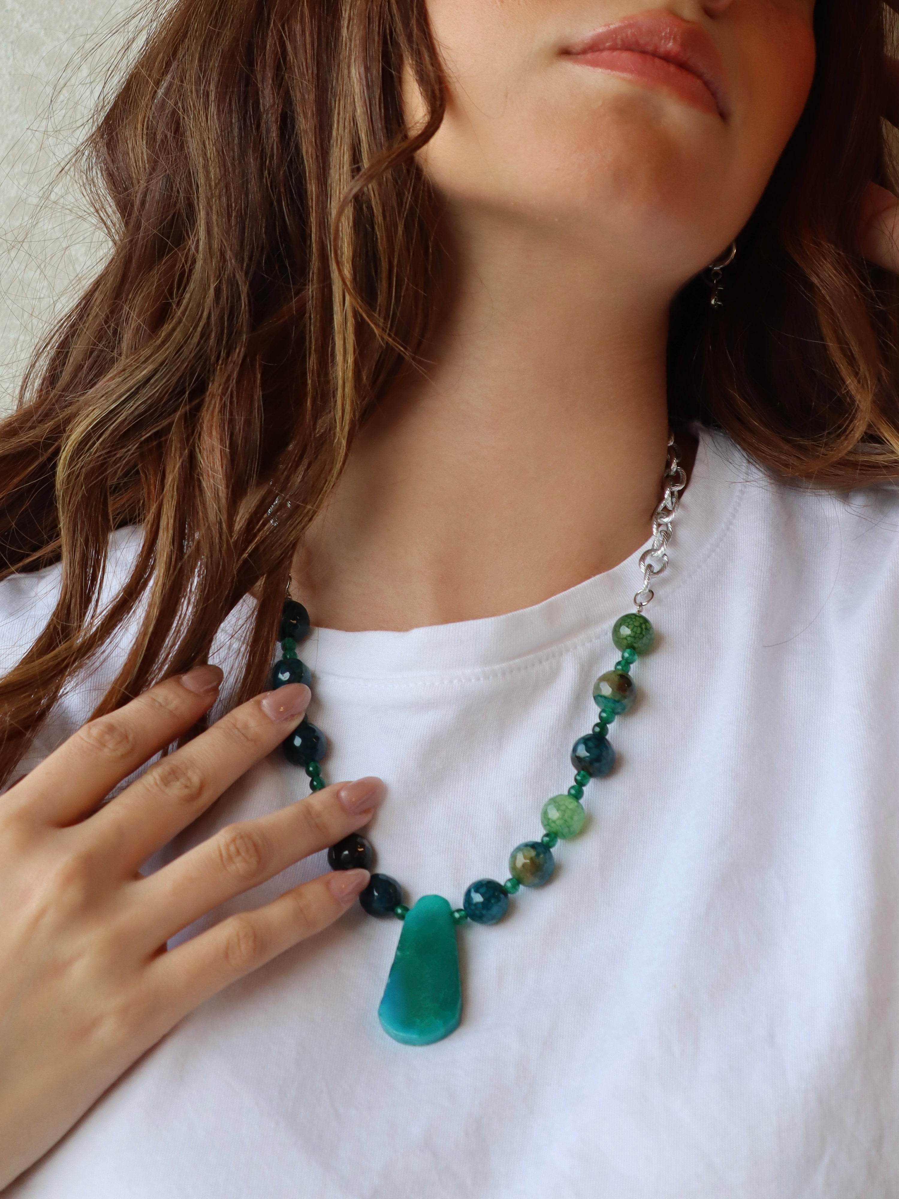teal agate necklace