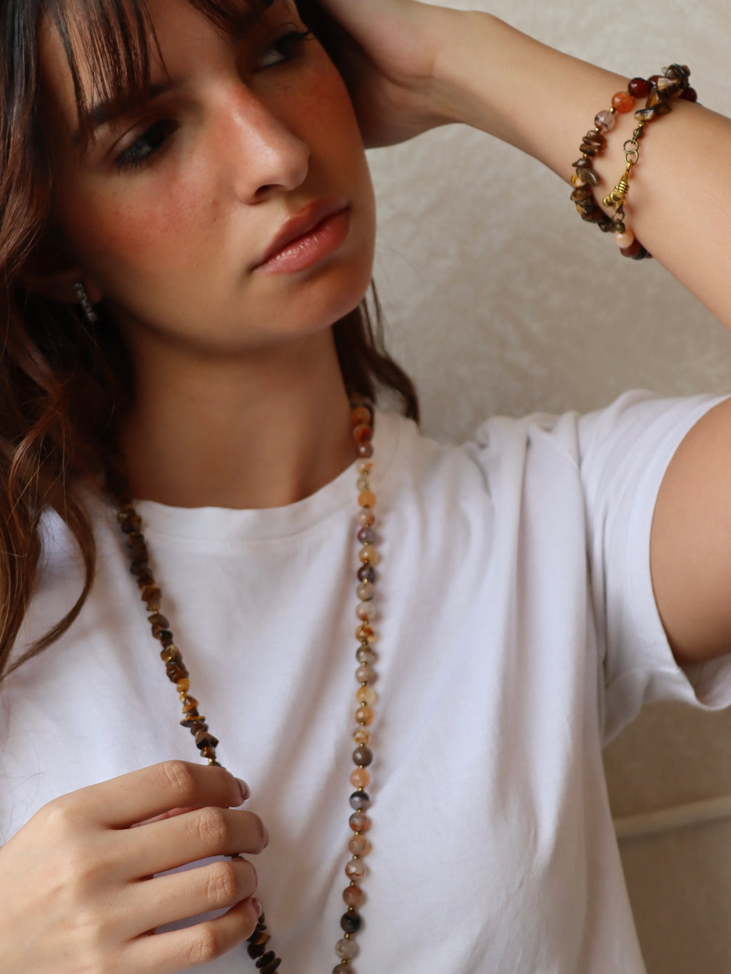 brown agate $kasr hagar necklace