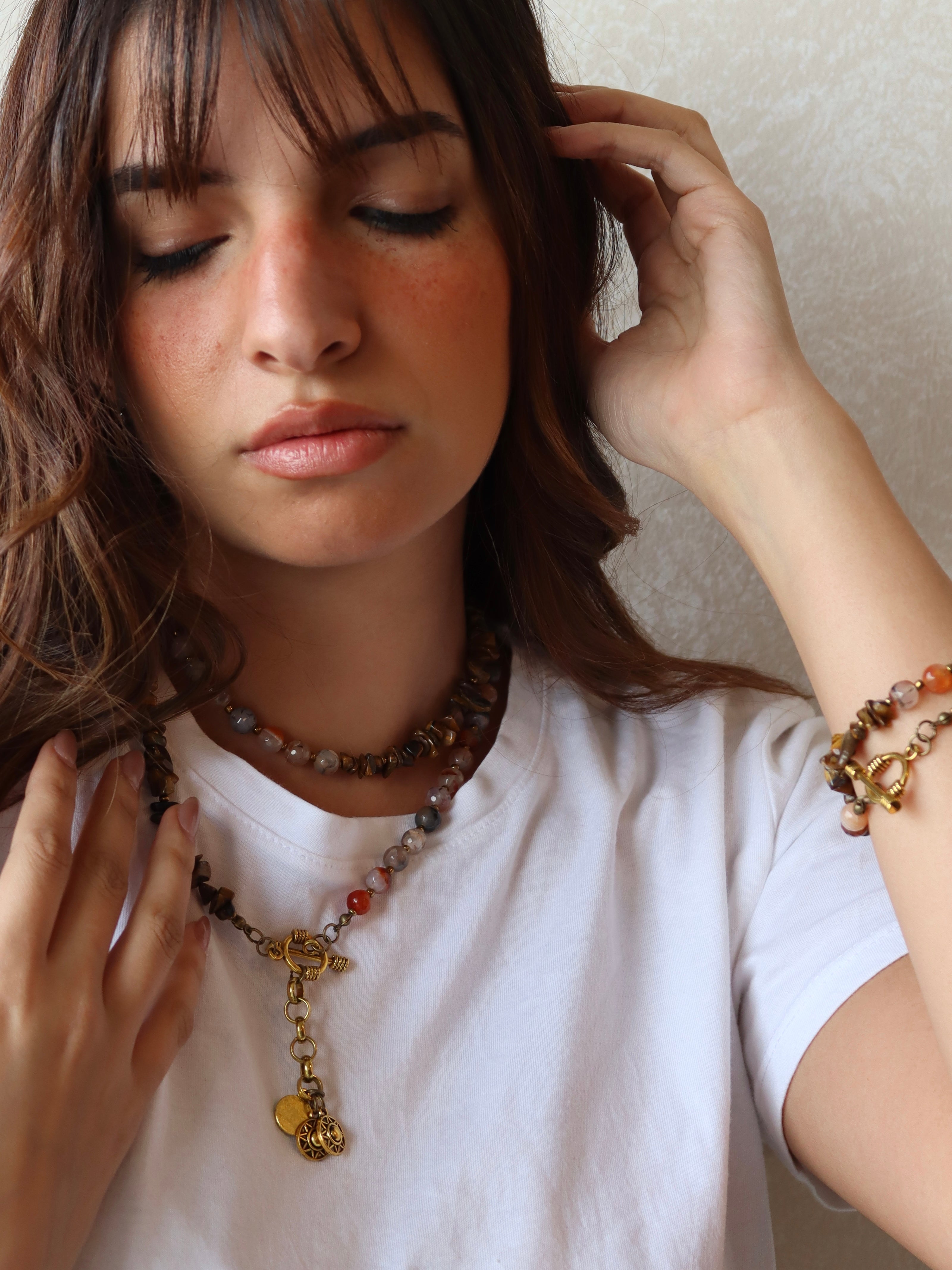 brown agate $kasr hagar necklace