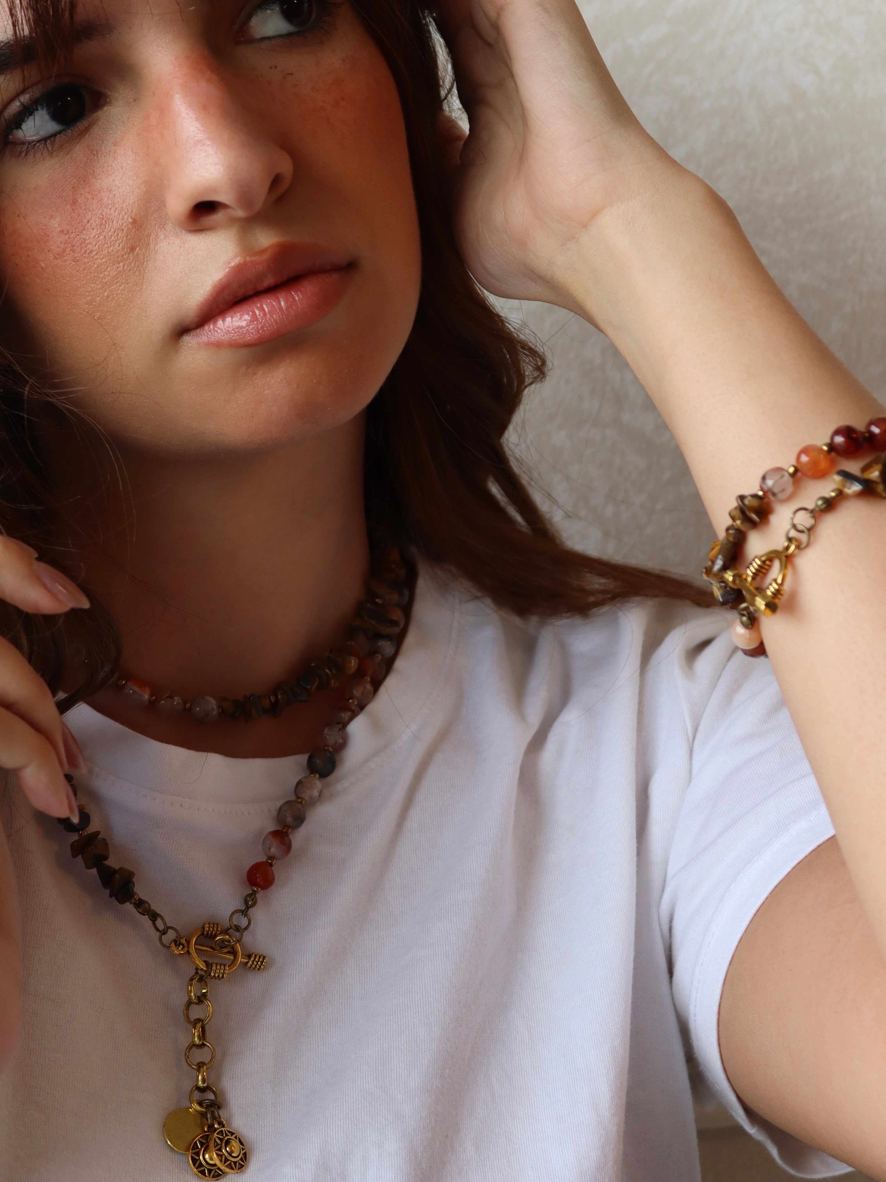 brown agate $kasr hagar necklace