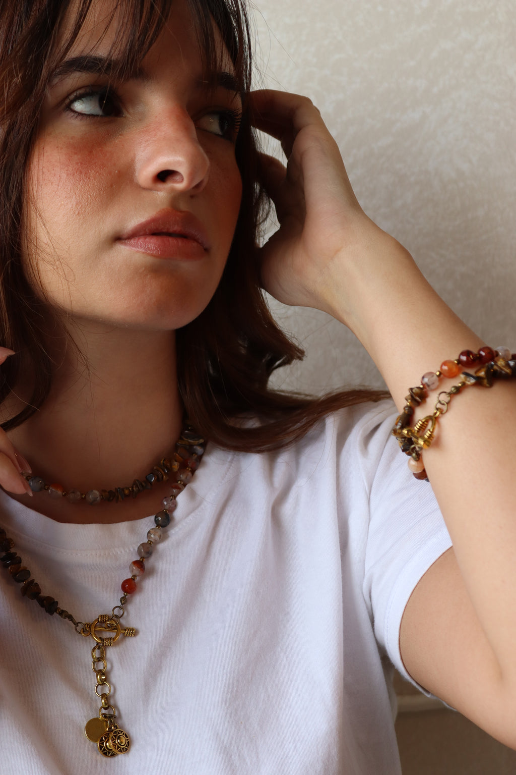 brown agate $kasr hagar necklace