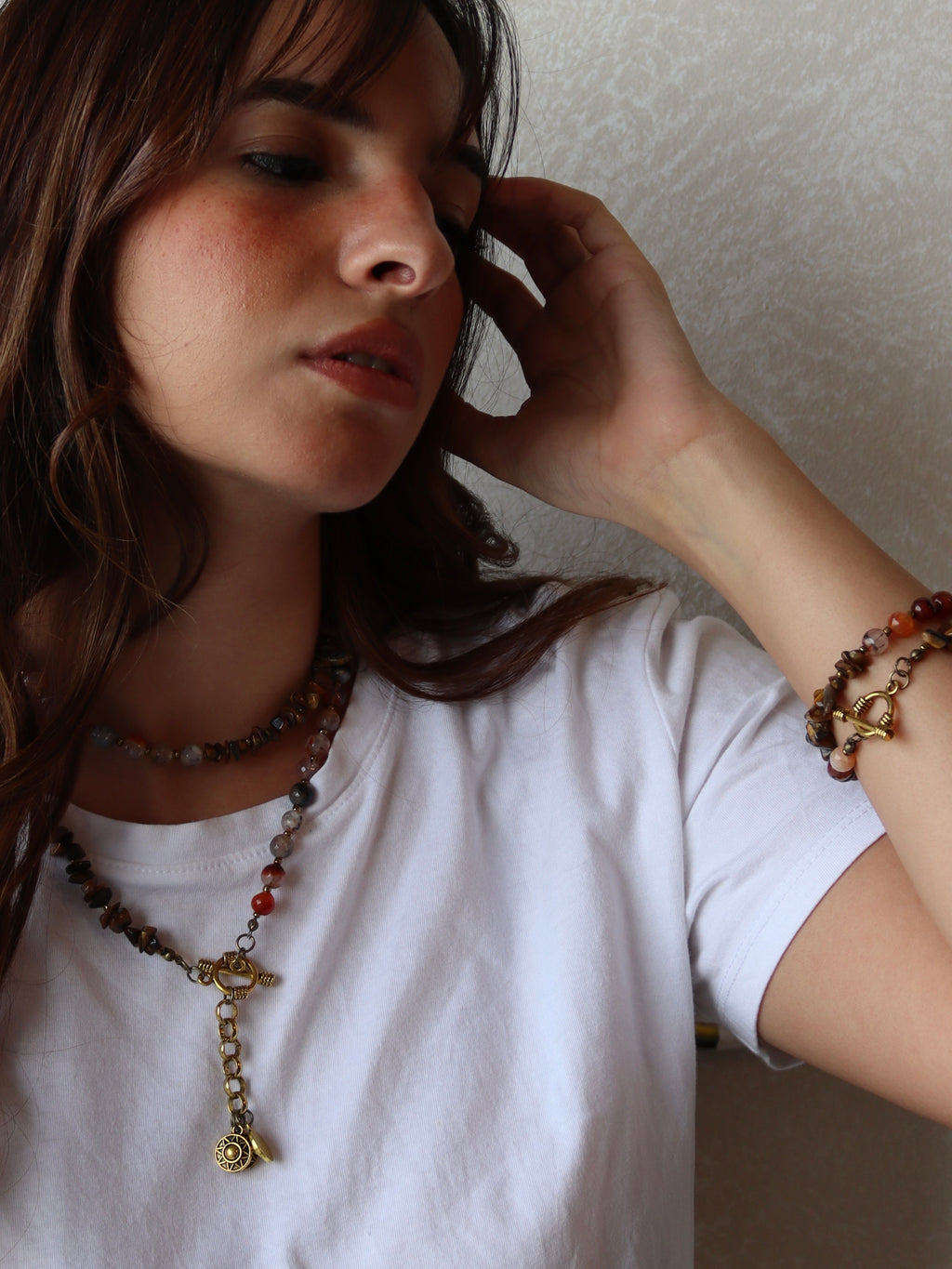 brown agate $kasr hagar necklace