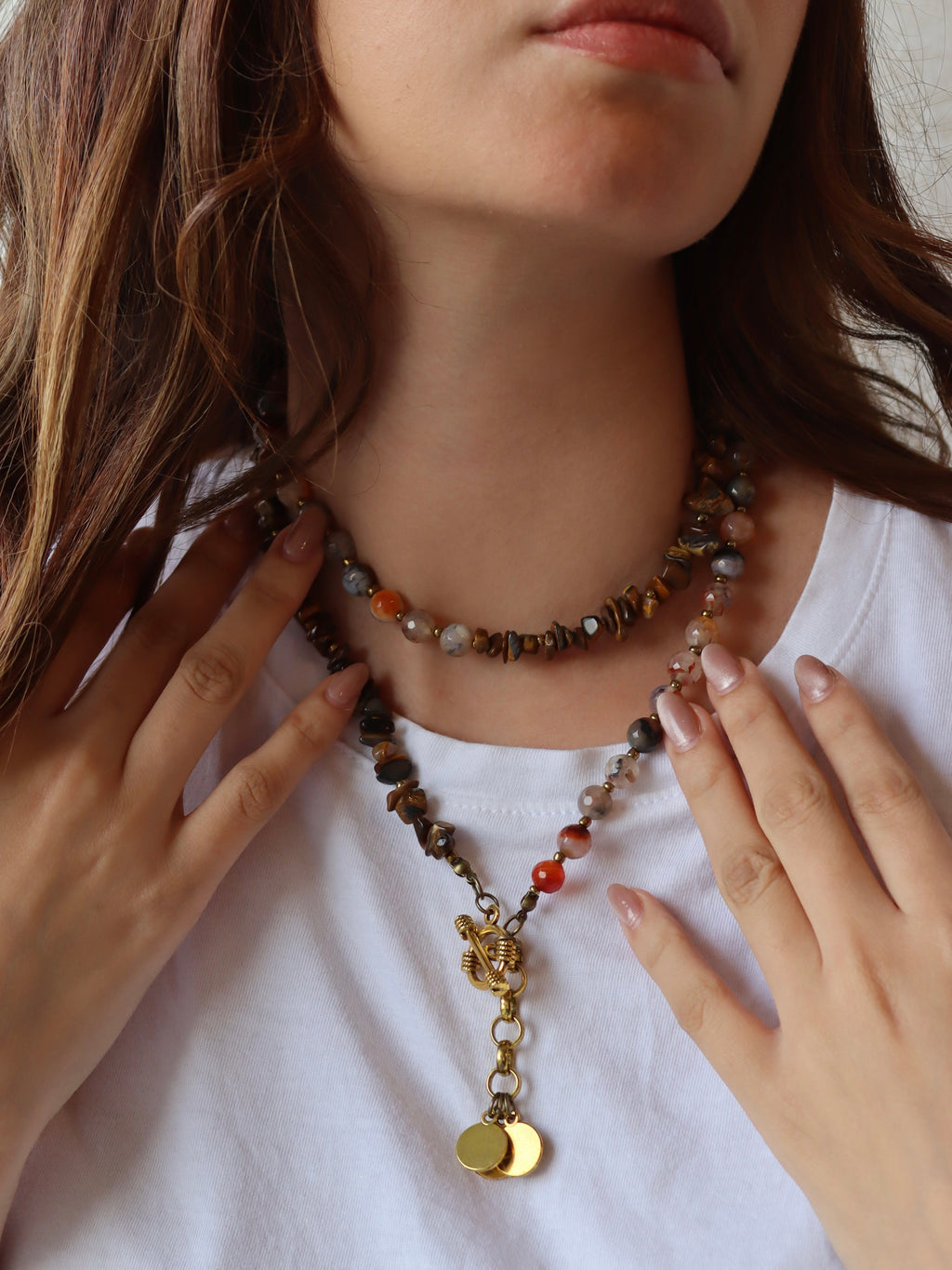 brown agate $kasr hagar necklace