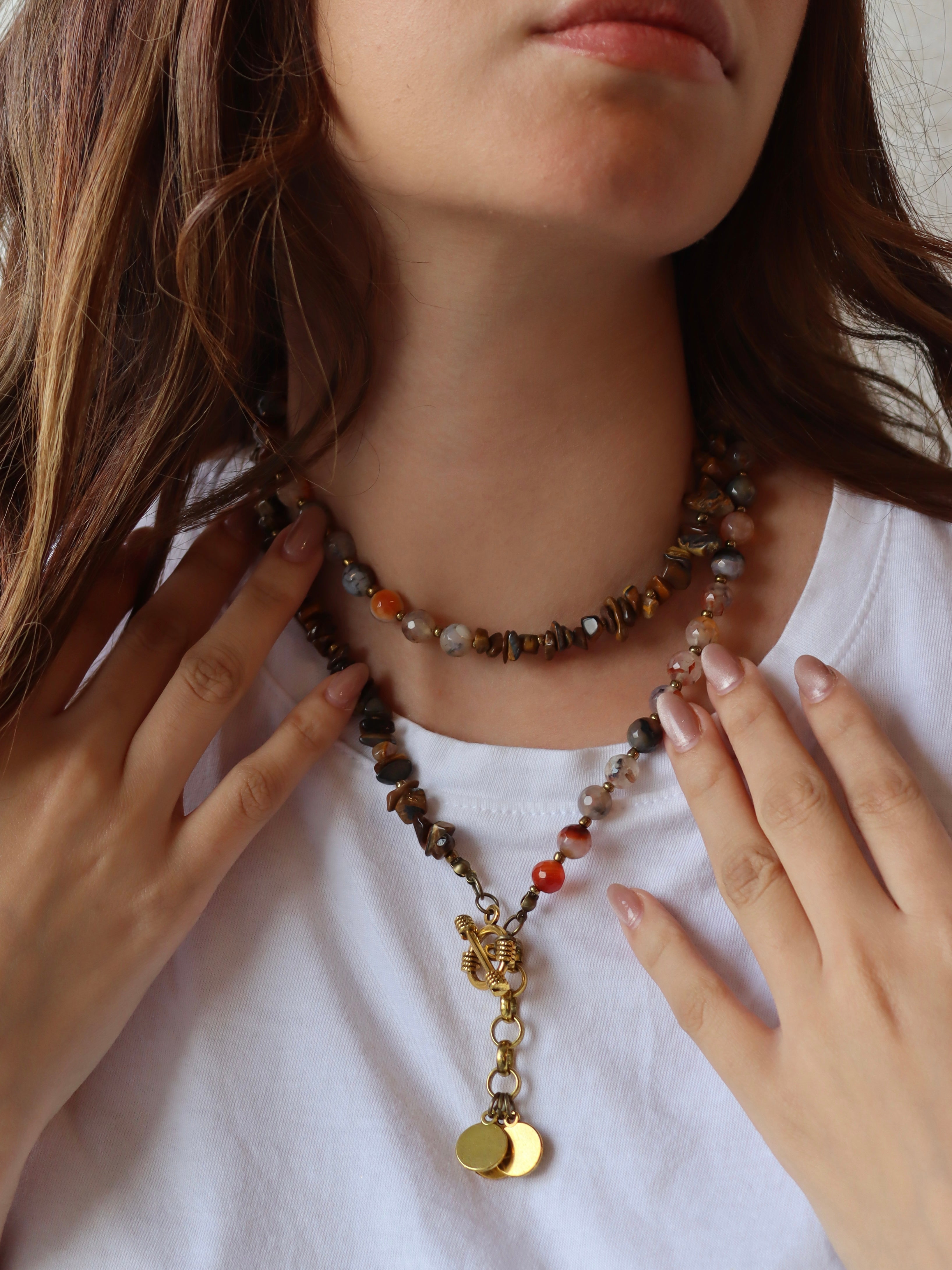 brown agate $kasr hagar necklace