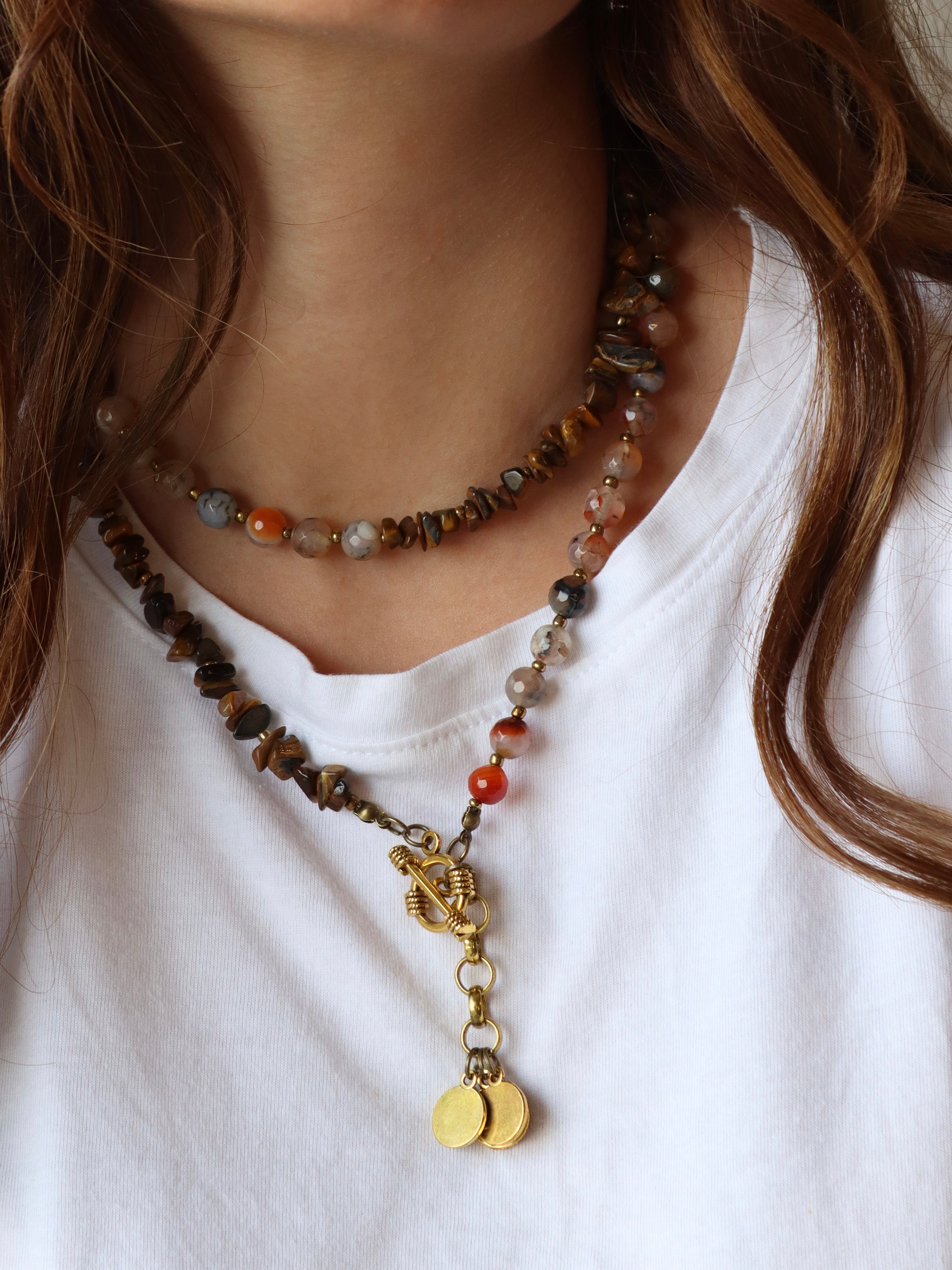 brown agate $kasr hagar necklace