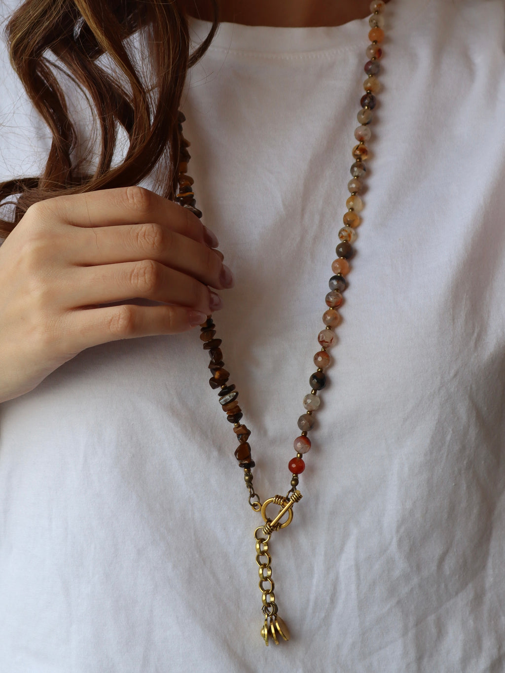 brown agate $kasr hagar necklace