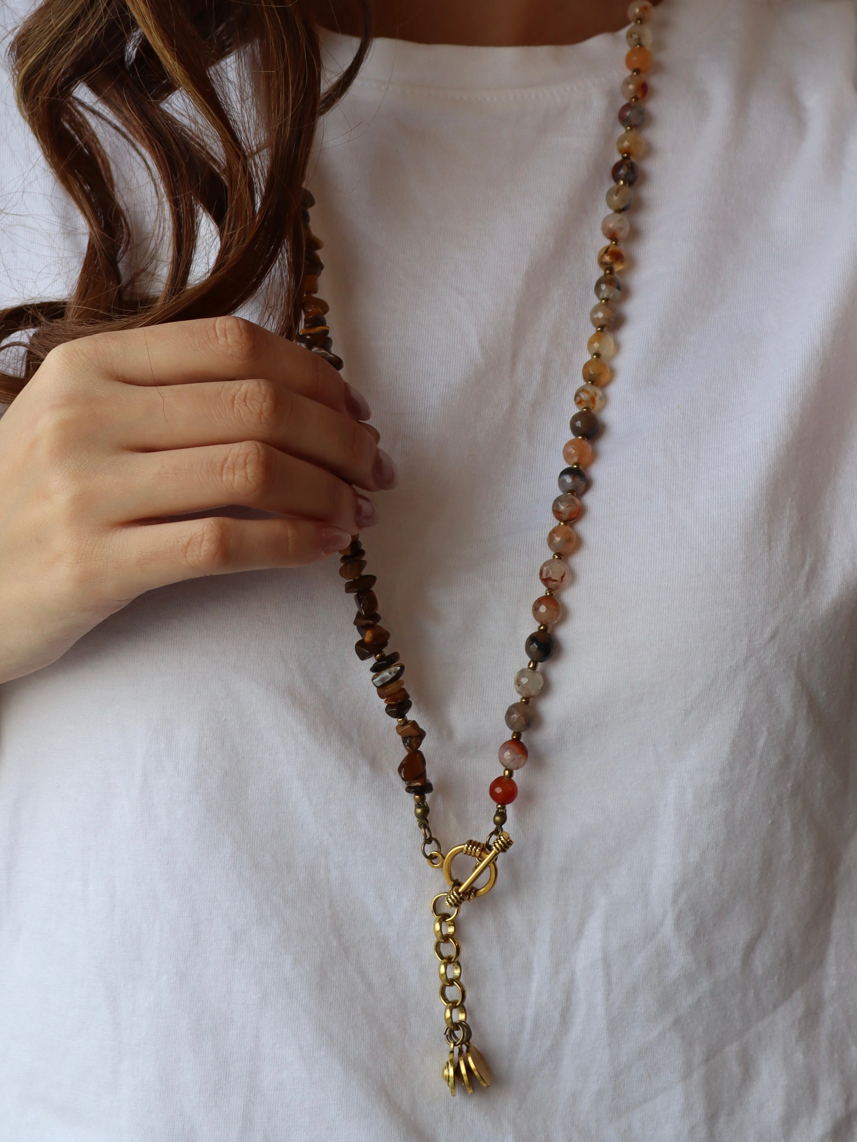 brown agate $kasr hagar necklace
