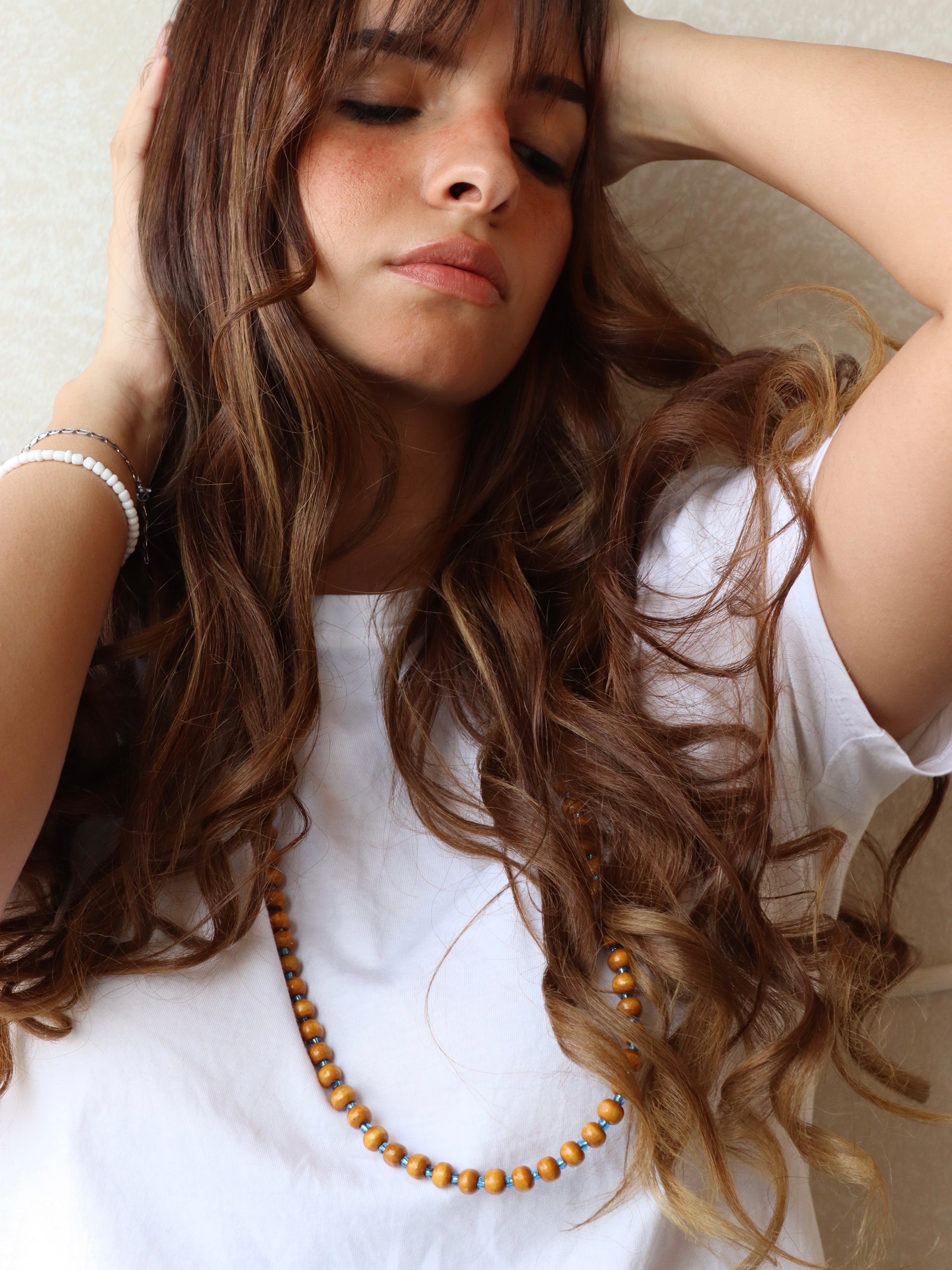 wooden beaded necklace