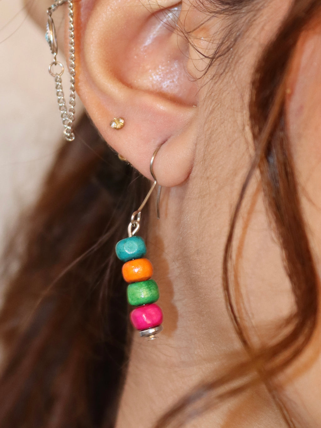 colorful wooden earring