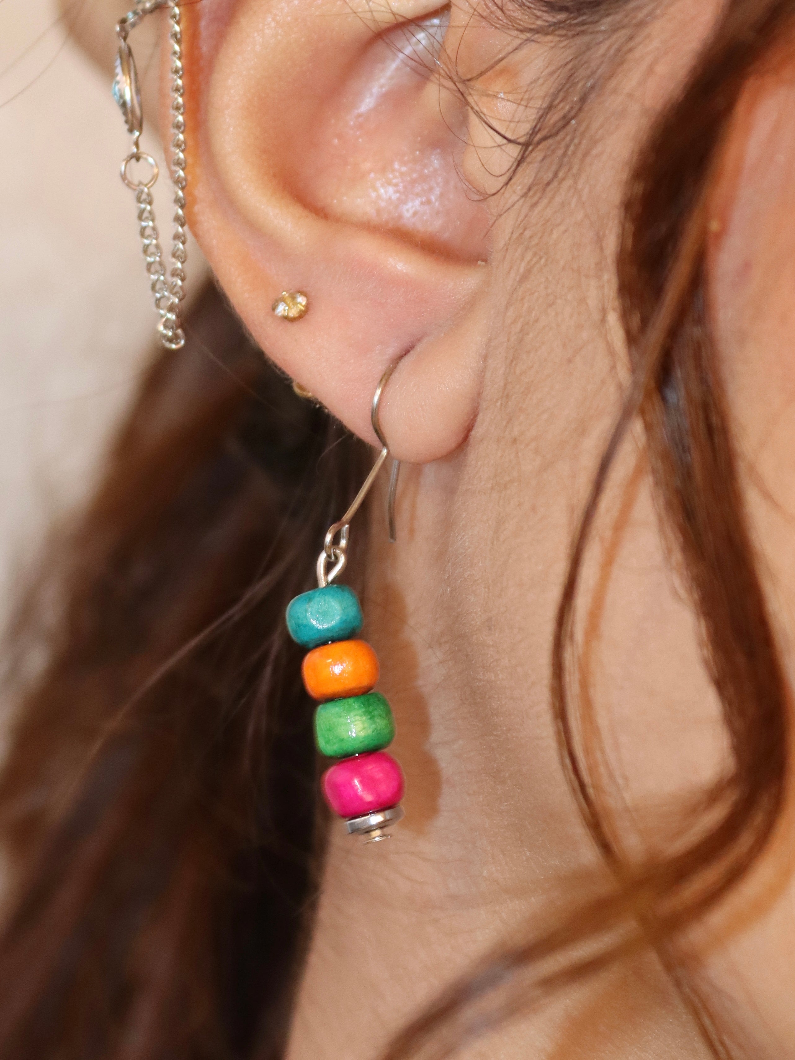 colorful wooden earring
