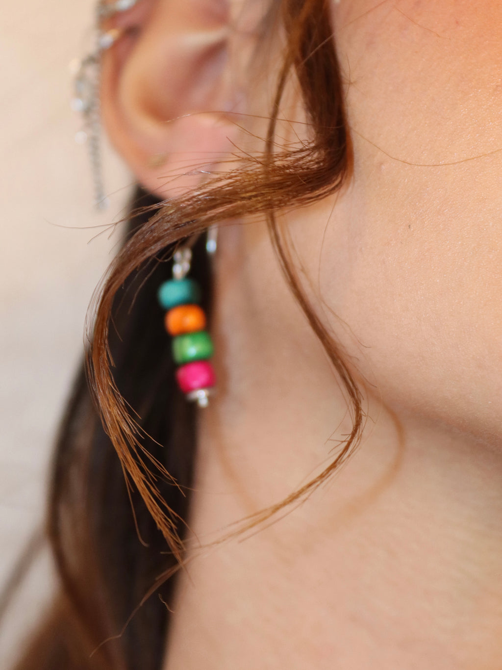 colorful wooden earring