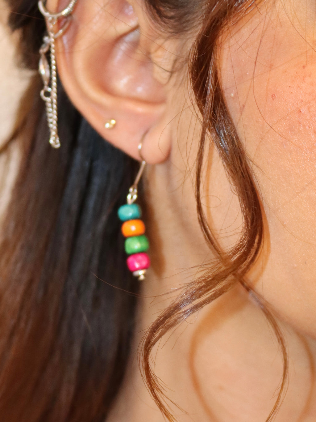 colorful wooden earring