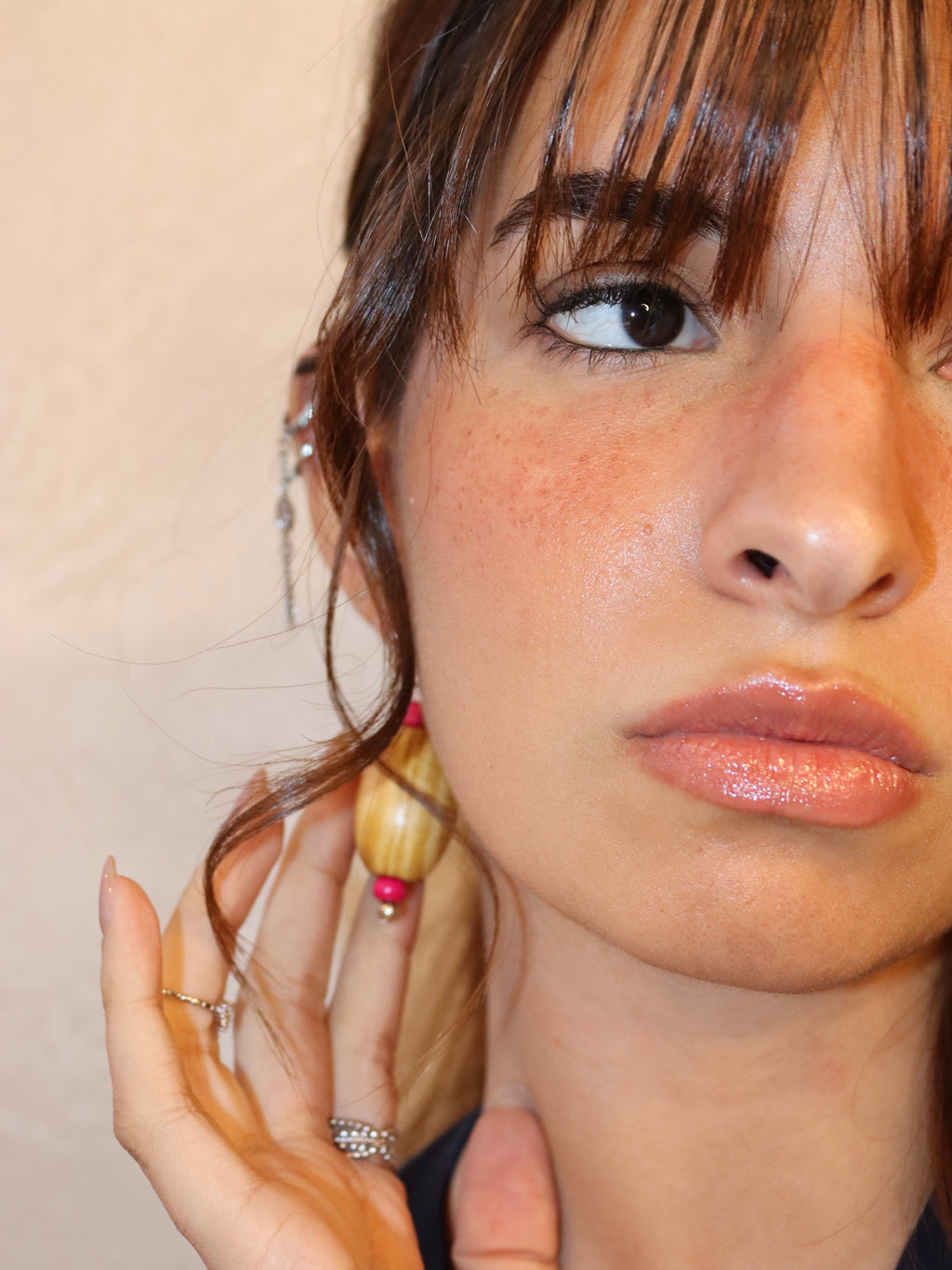brown & pink bohemian earring