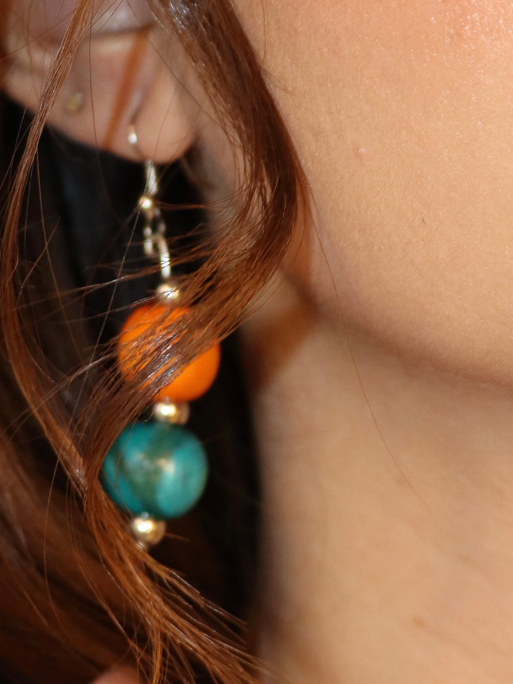 orange & blue wooden earrings