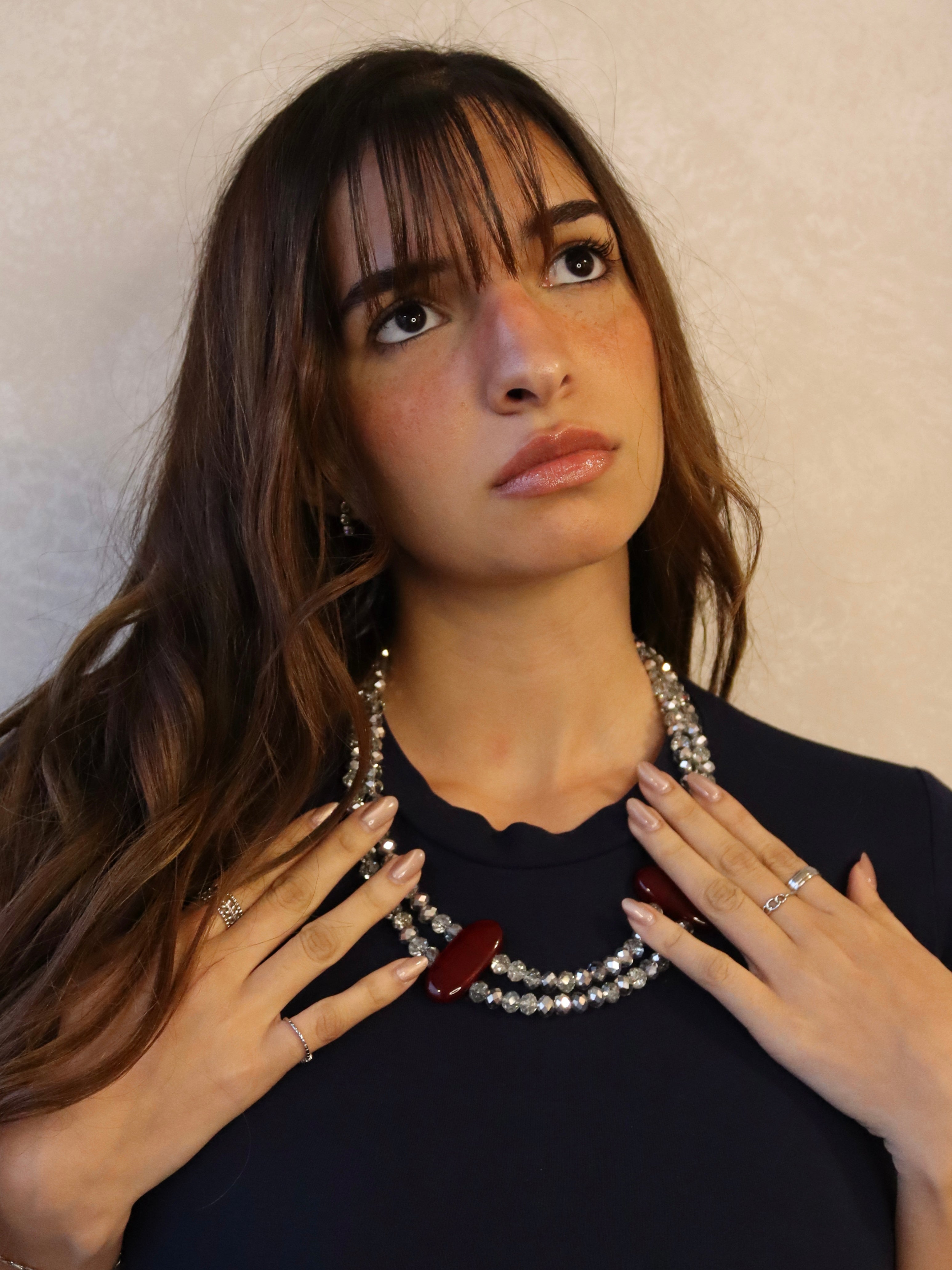 Layered silver crystal necklace | Handmade jewelry